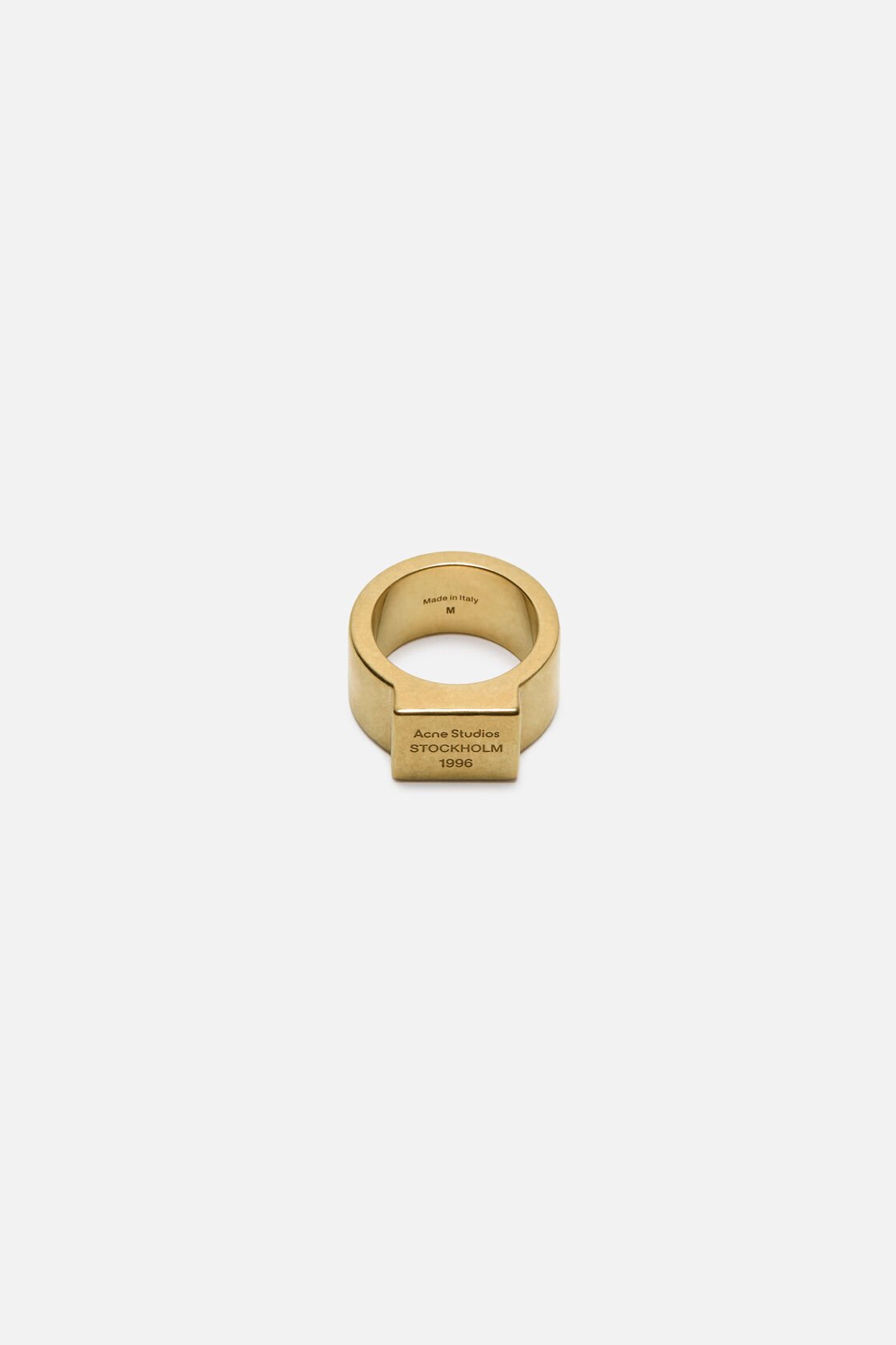 Logo engraved signet ring, Semi matt gold, 2000x