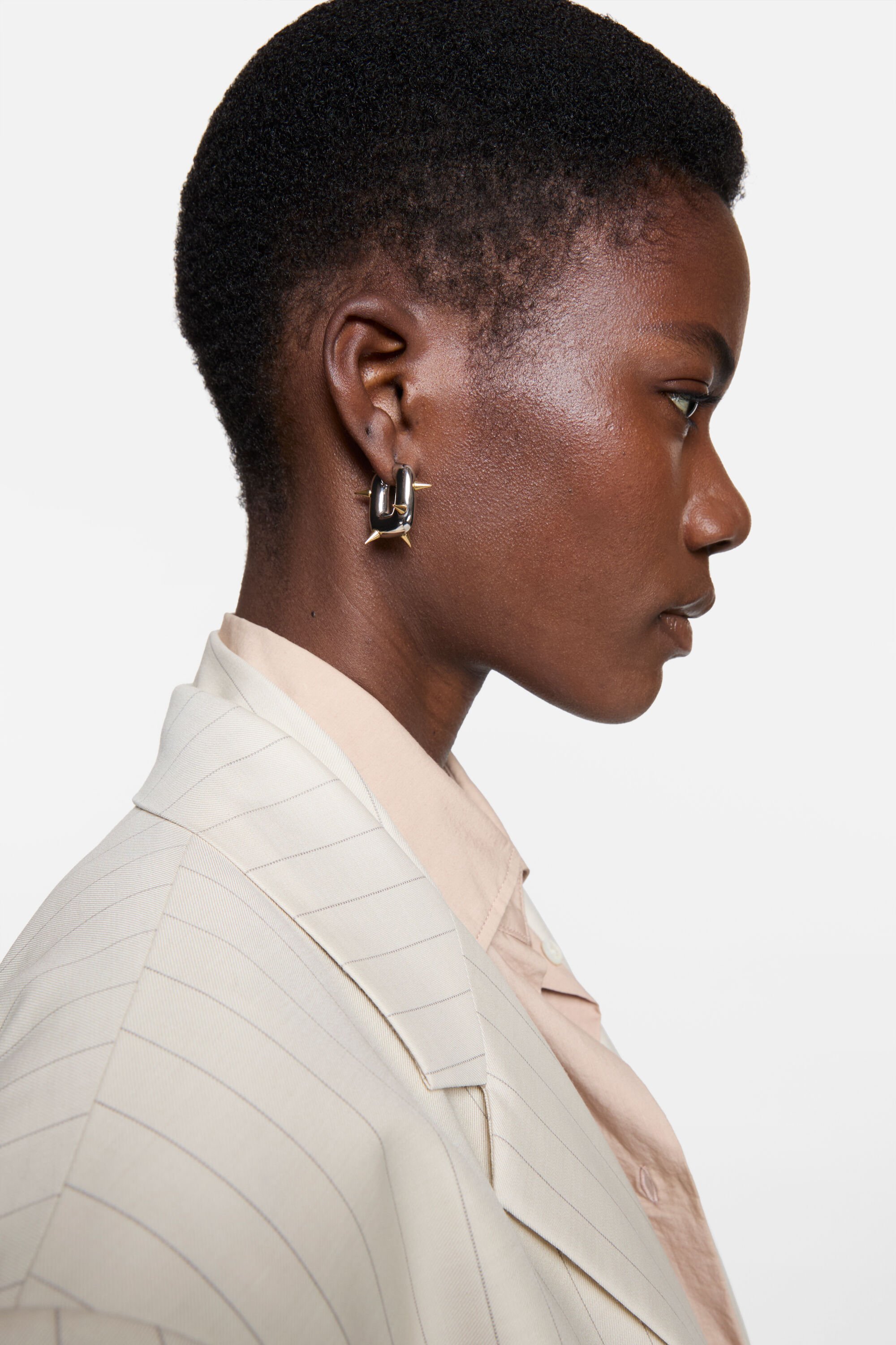 Acne Studios - Chunky loop earrings - Silver/Semi matt gold