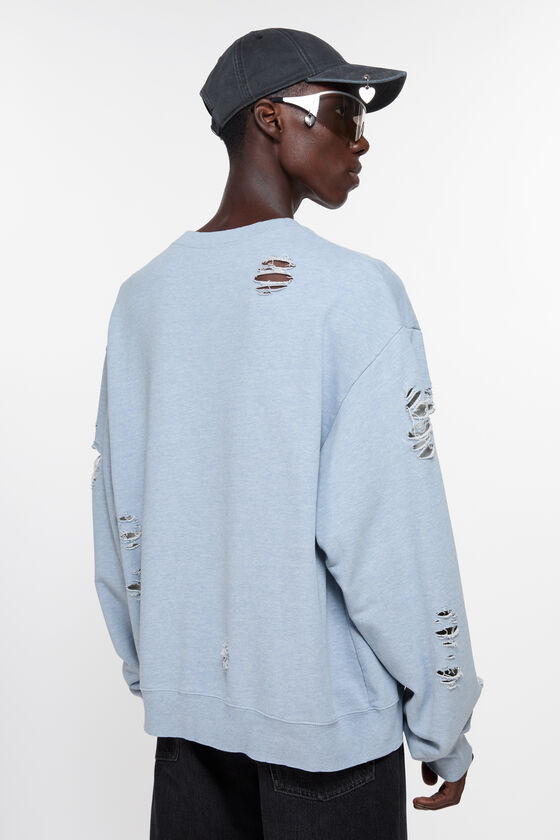 Acne Studios - Sweater logo print distressed - Blue melange 