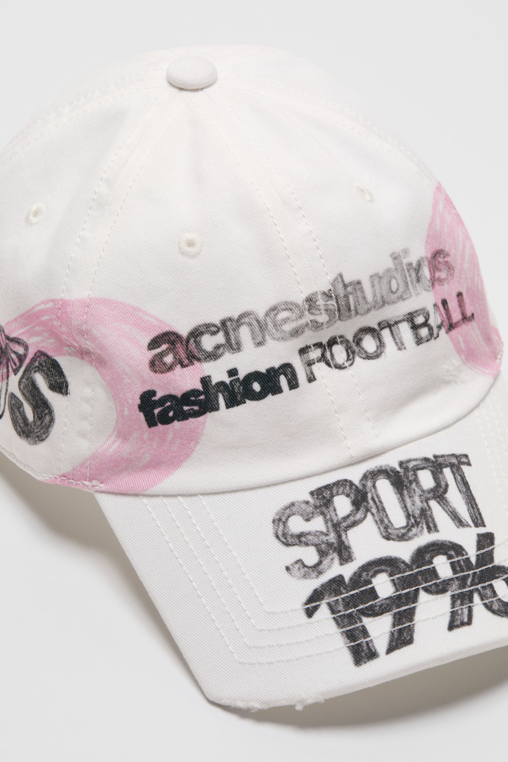 Acne Studios - Distressed logo cap - White