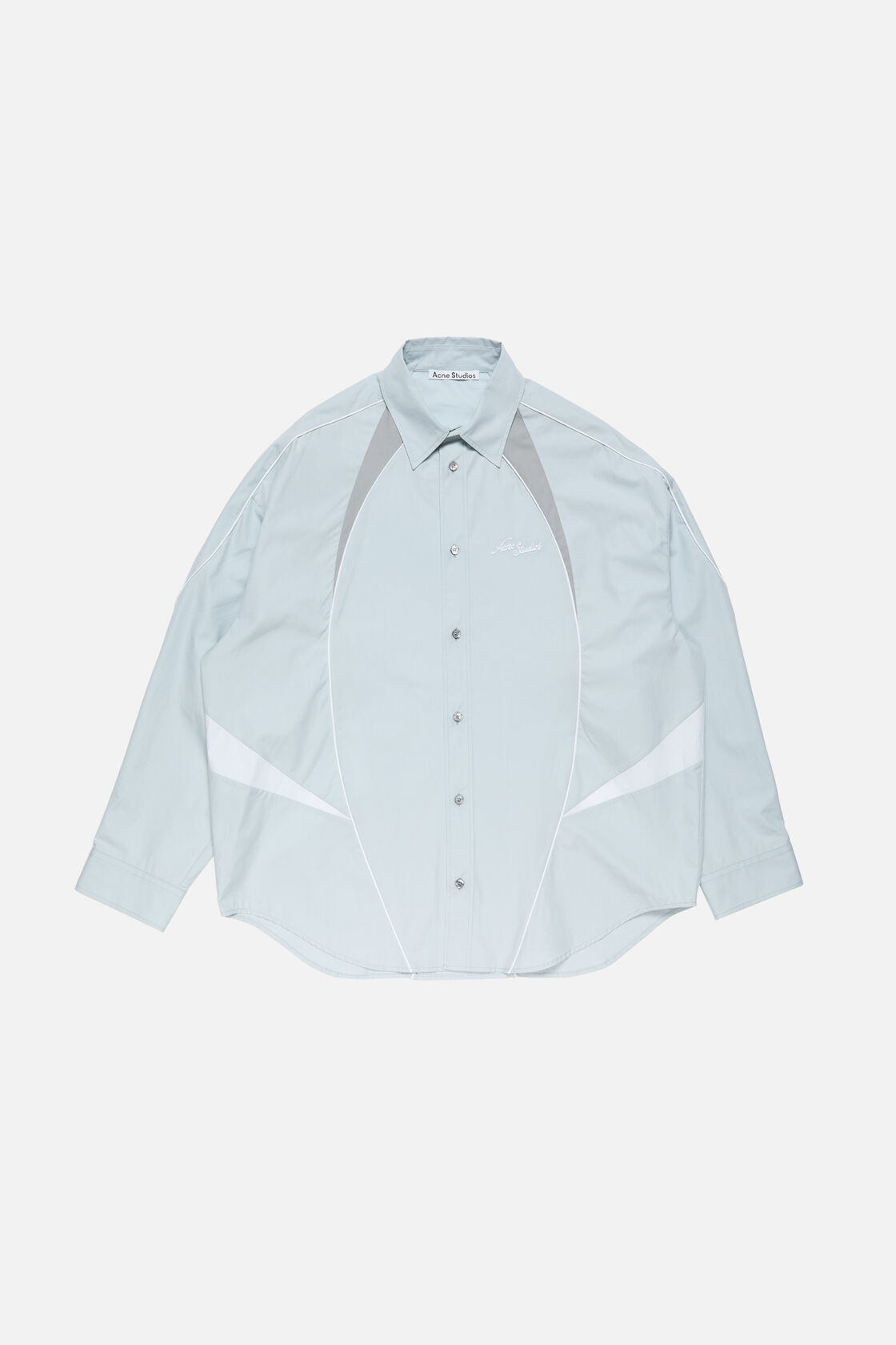 Embroidered logo button-up shirt, Cold grey, 2000x
