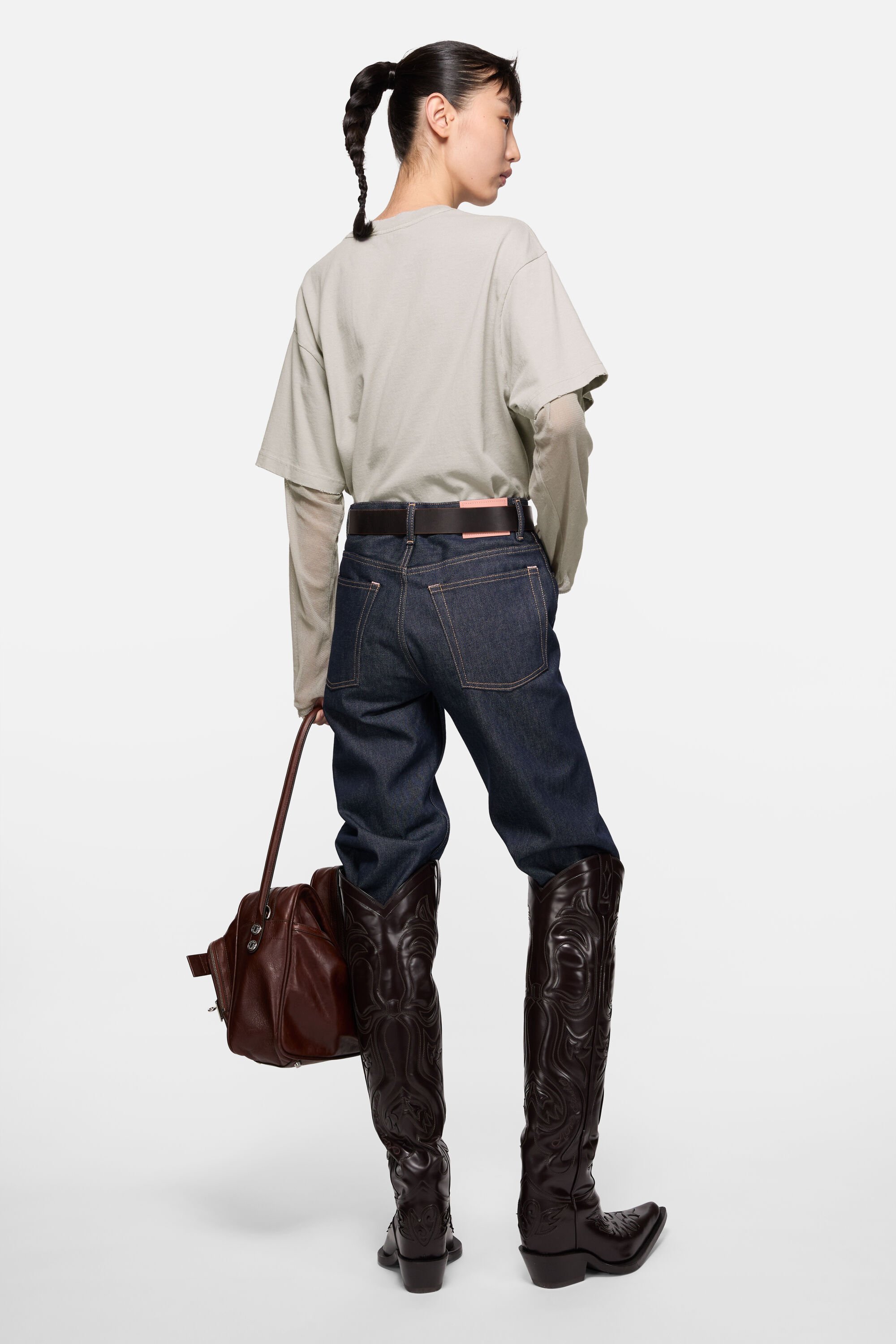 Acne Studios - レイヤードグラフィックTシャツ - ライトグレー