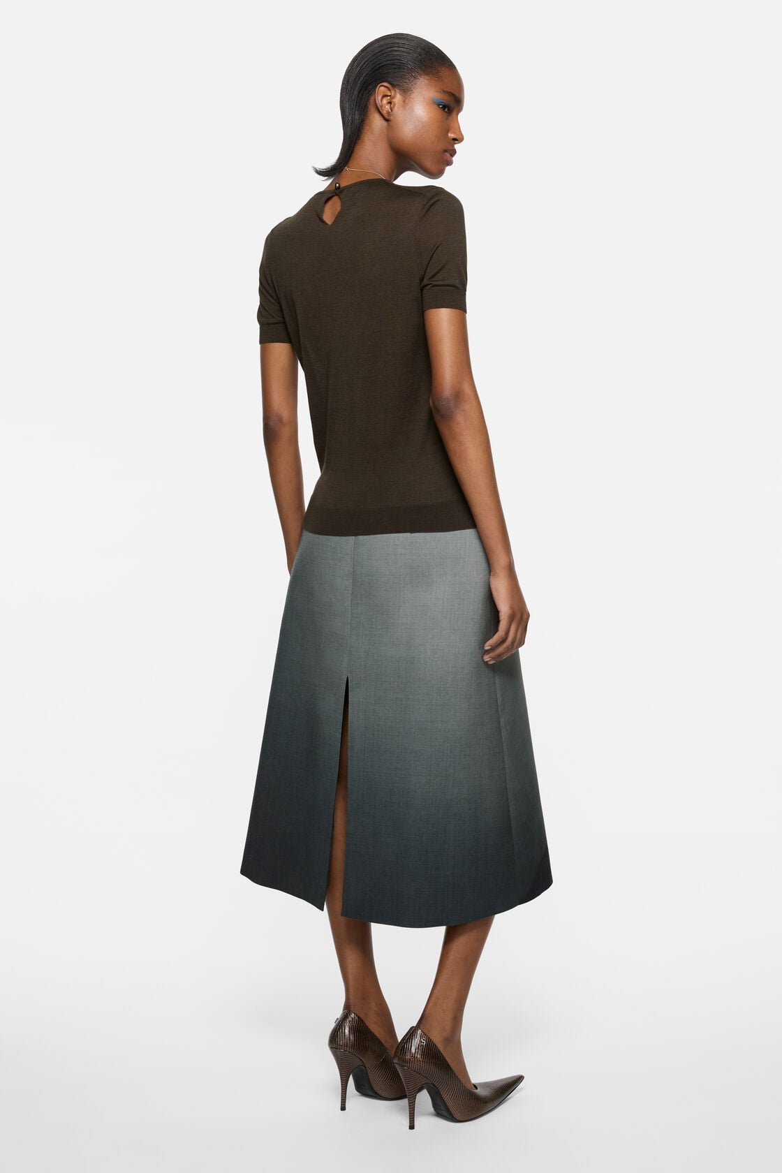 Silk knit top, Dark brown, 2000x