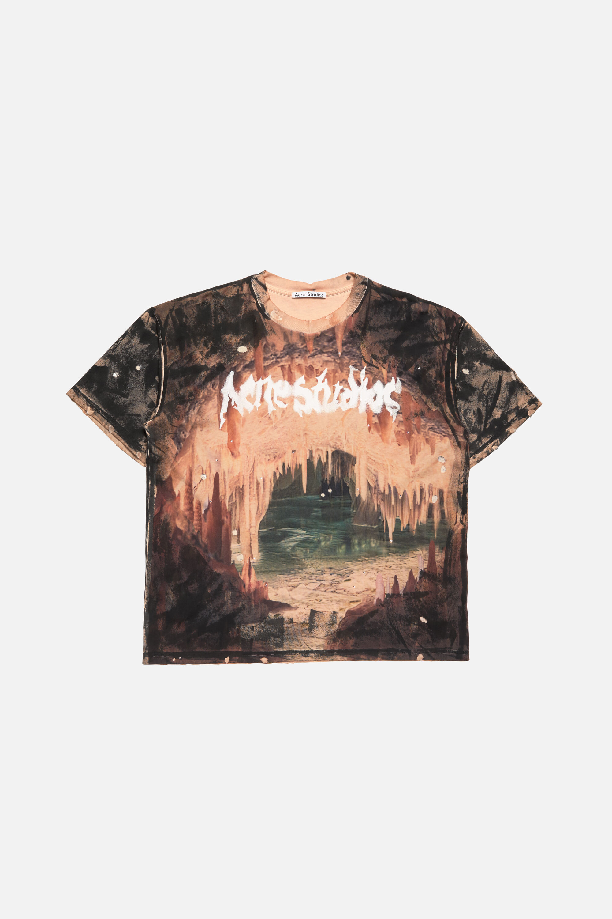 Acne Studios - ラインストーンロゴTシャツ - ブラック/ラストブラウン
