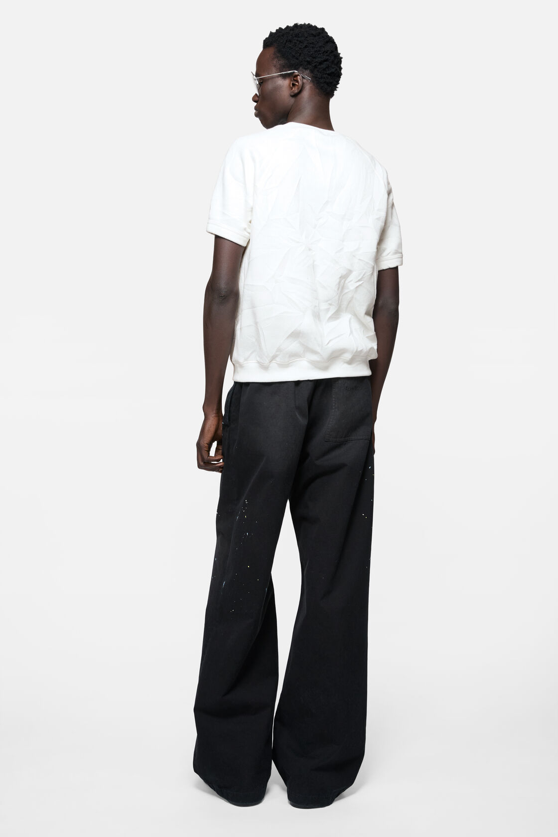 Crinkled fleece t-shirt, White, 2000x