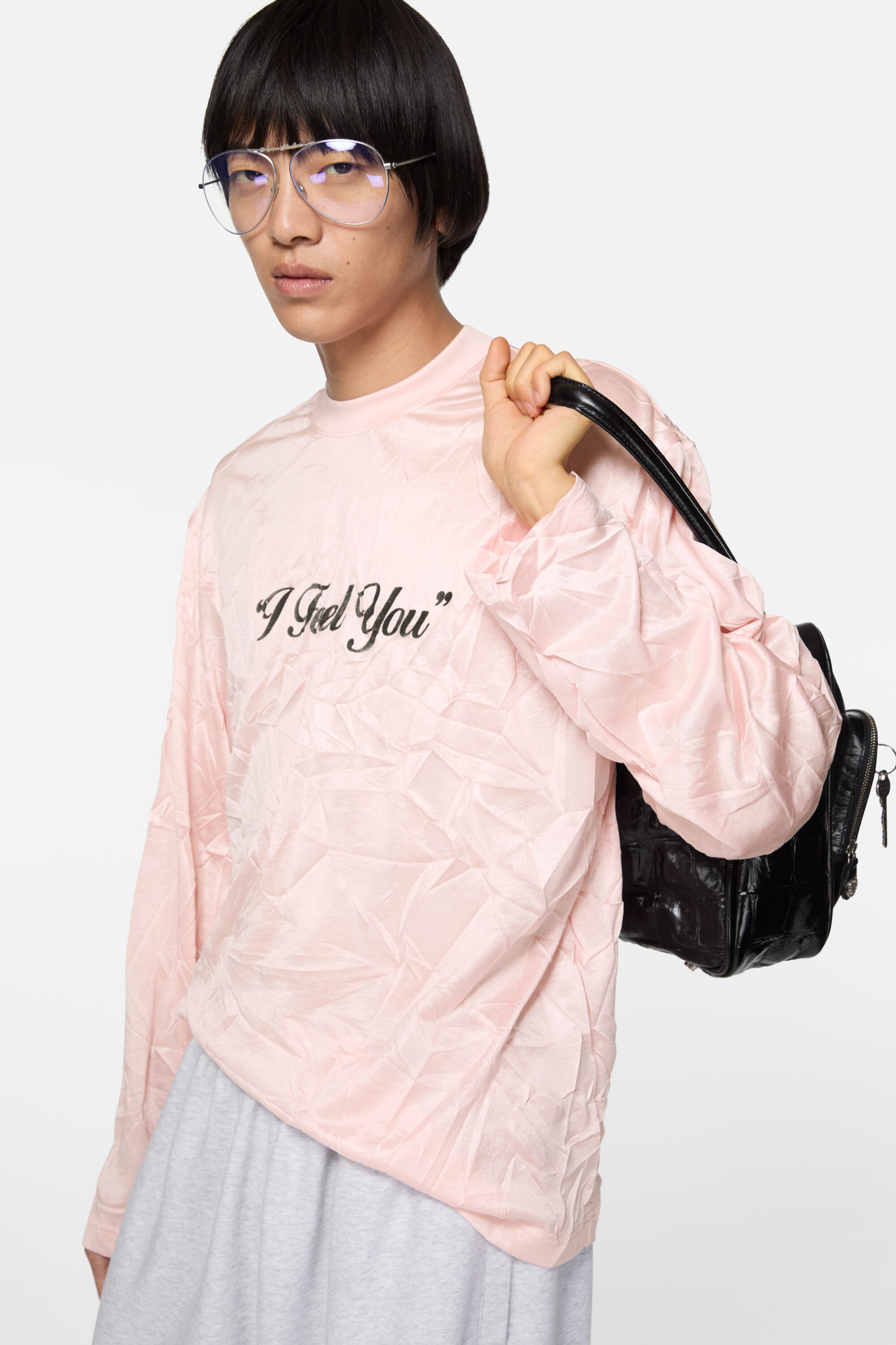 Acne Studios - Crinkled graphic t-shirt - Powder pink