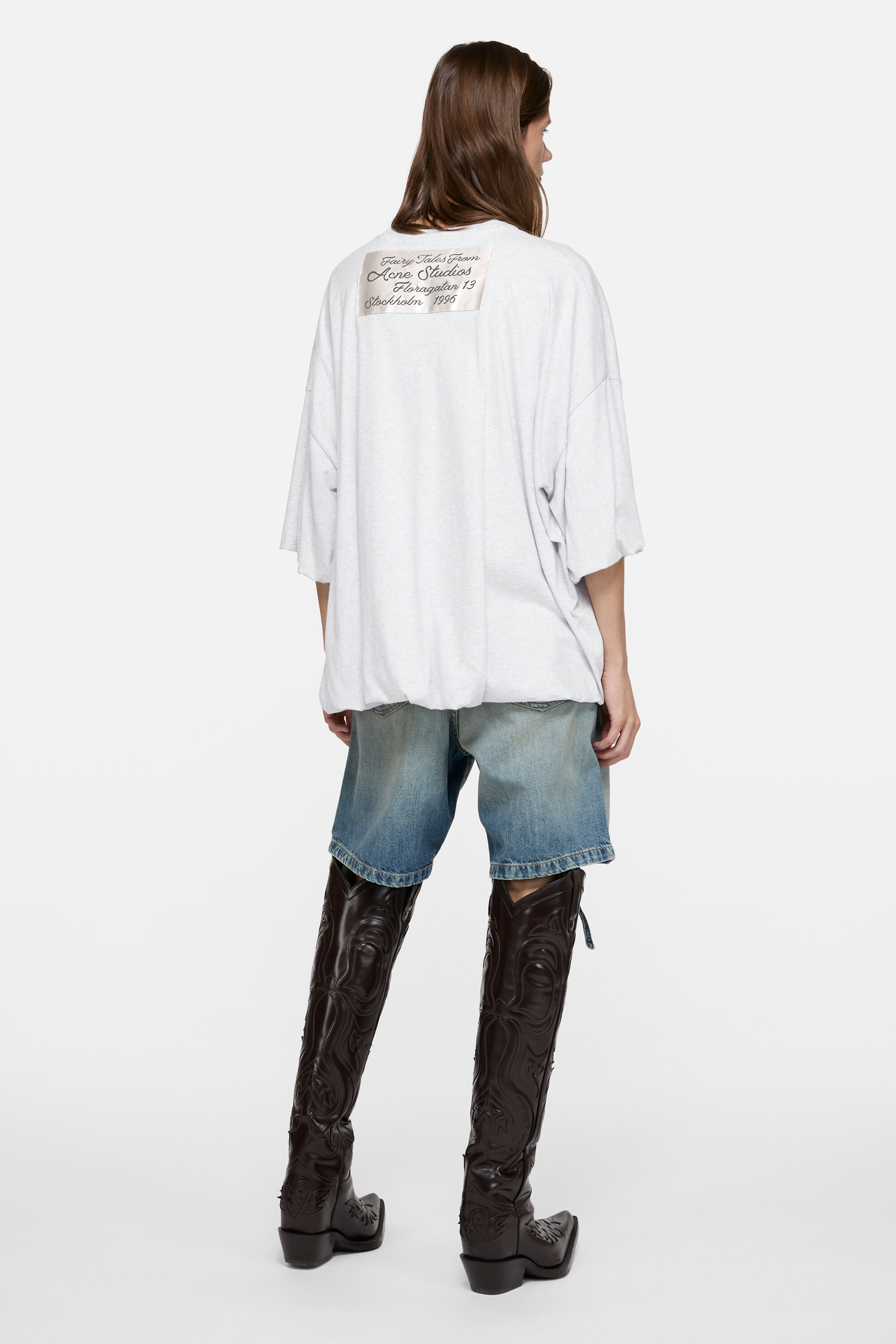 Acne Studios - Gathered logo t-shirt - Grey Melange