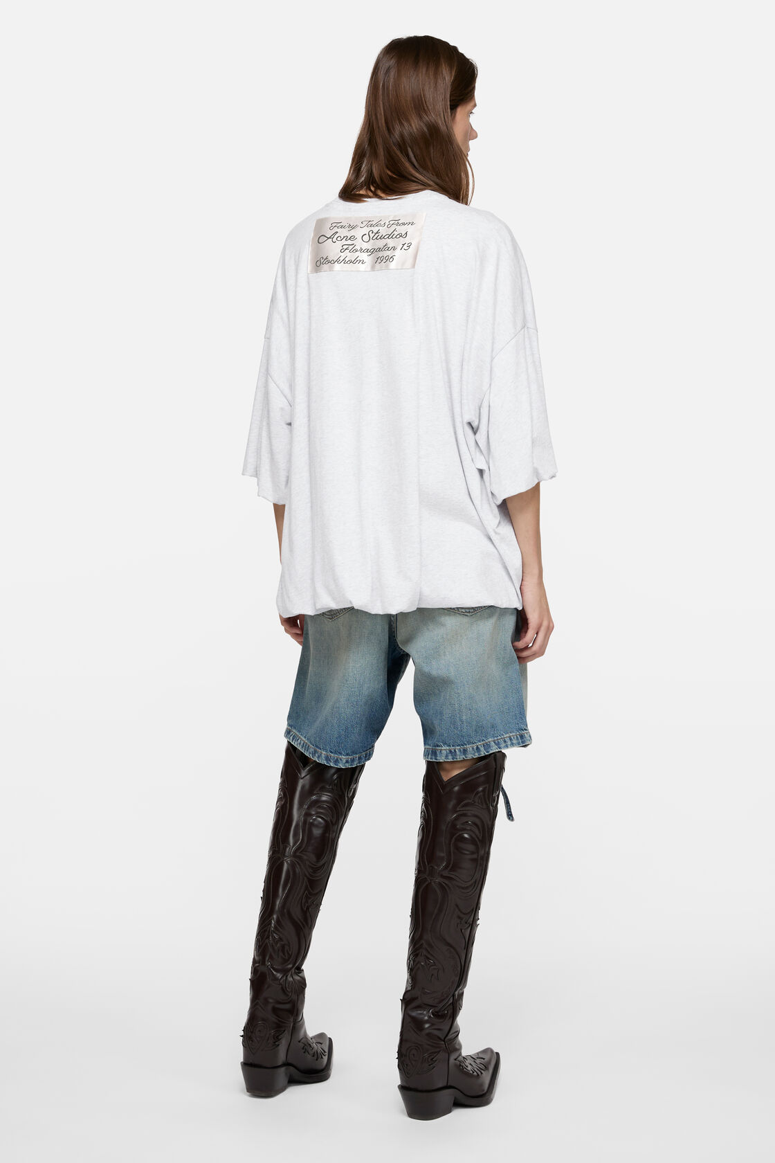 Gathered logo t-shirt, Grey Melange, 2000x