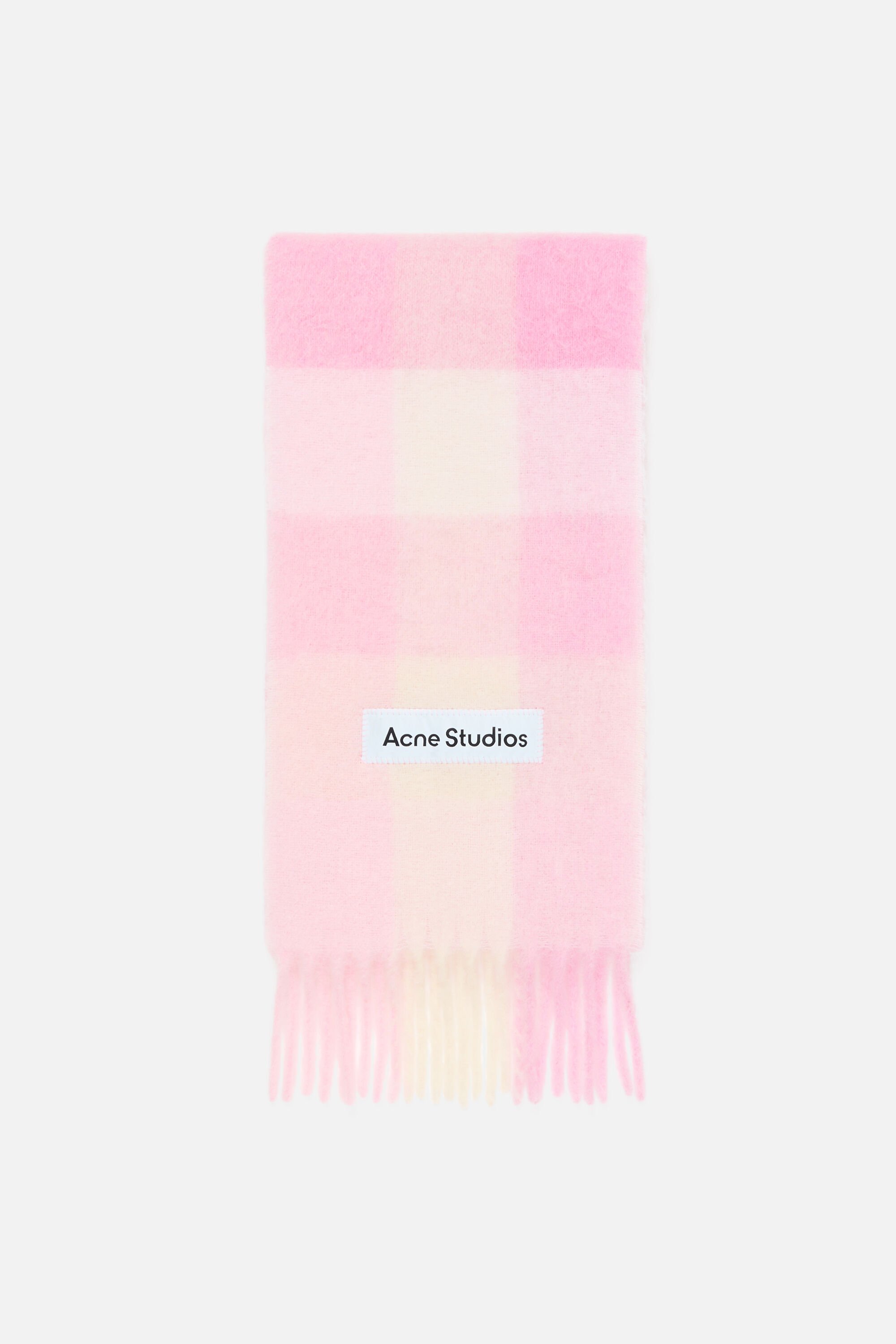Acne Studios - モヘアチェックスカーフ - ダークブラック/グレー