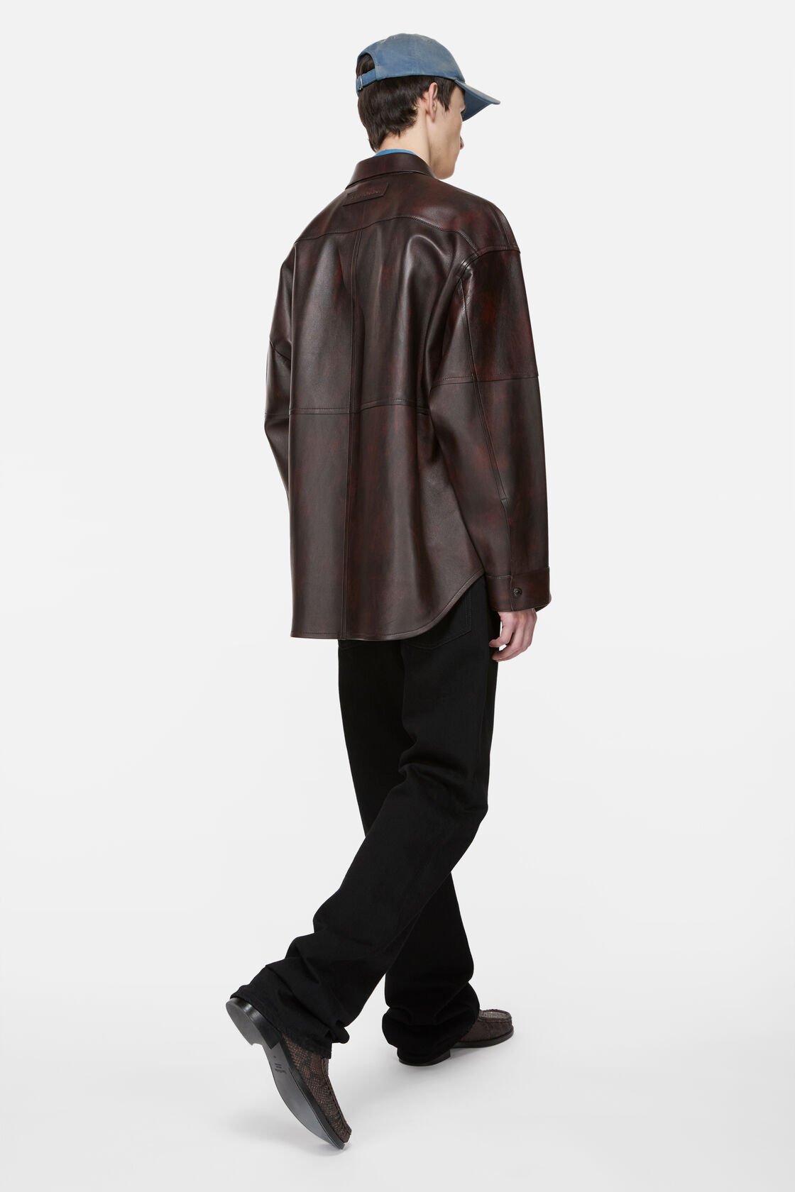 レザーシャツジャケット, レッド/ブラック, 2000x