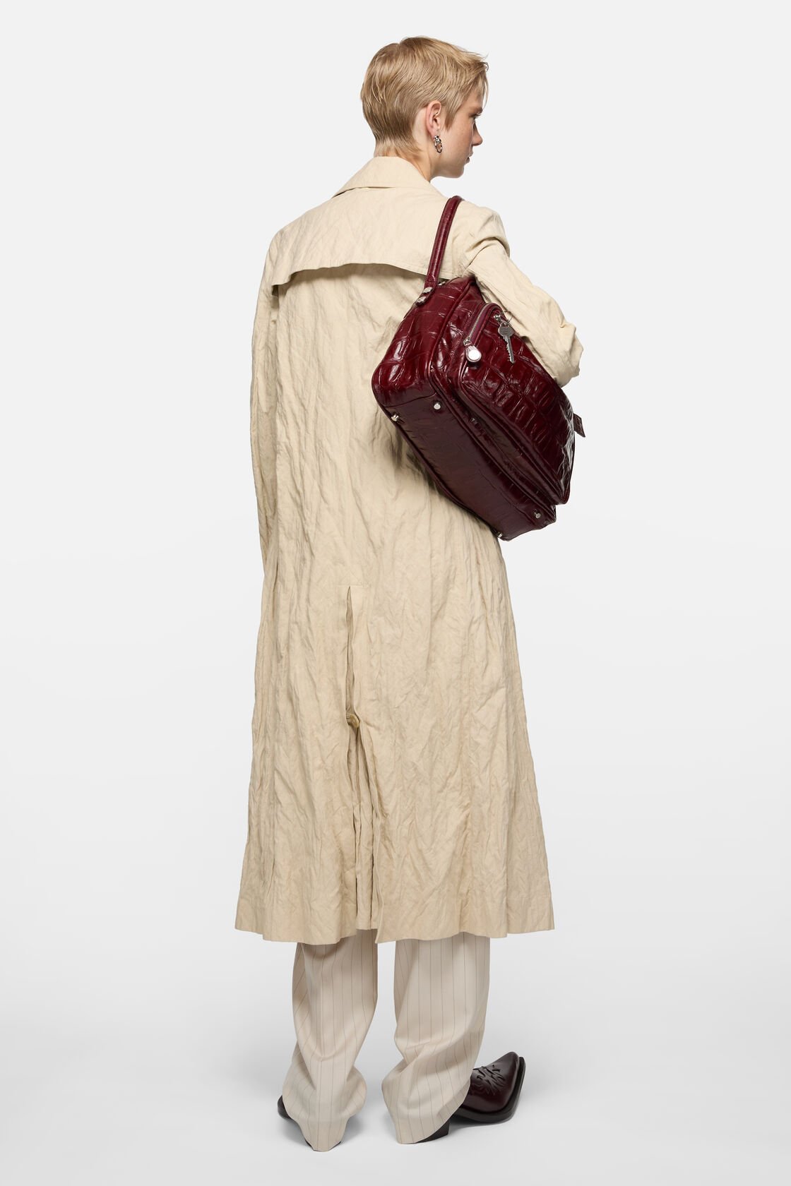 Crinkled trenchcoat, Beige, 2000x