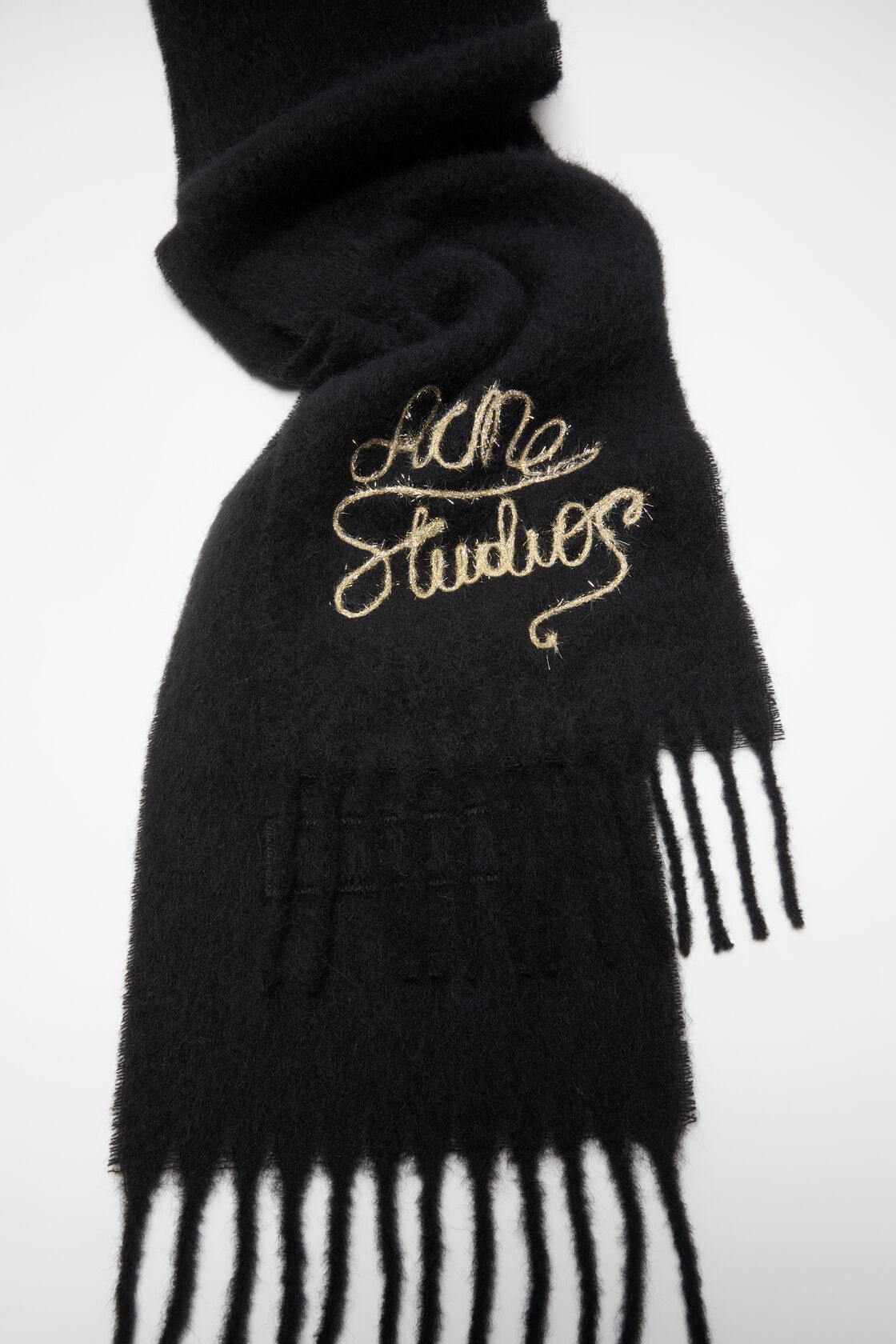 ウールロゴスカーフ, ブラック, 2000x