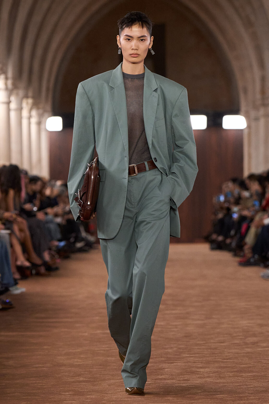 涂层斜纹西装长裤, 桉树绿, 2000x