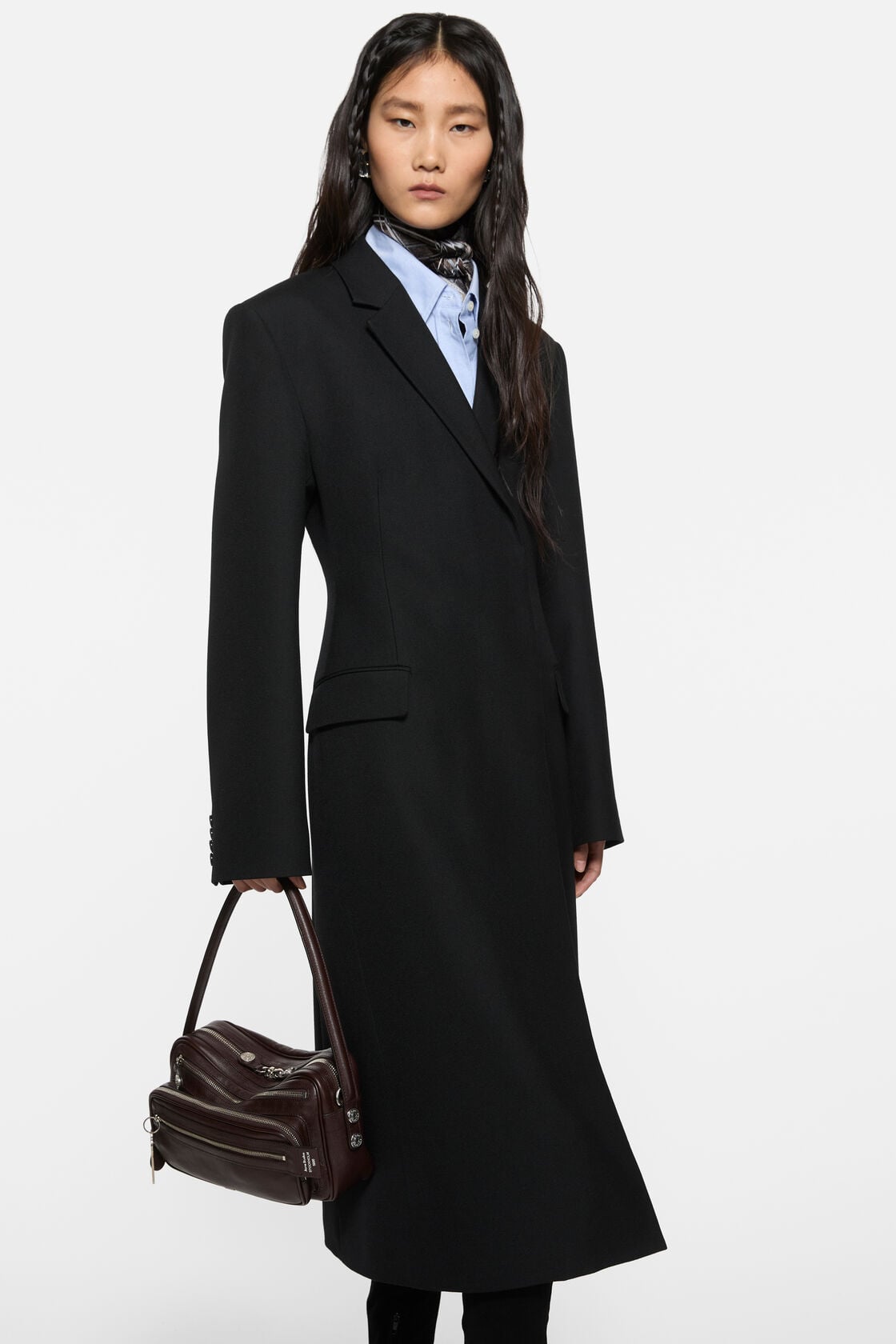 Double-breasted wool coat, Black, 2000x