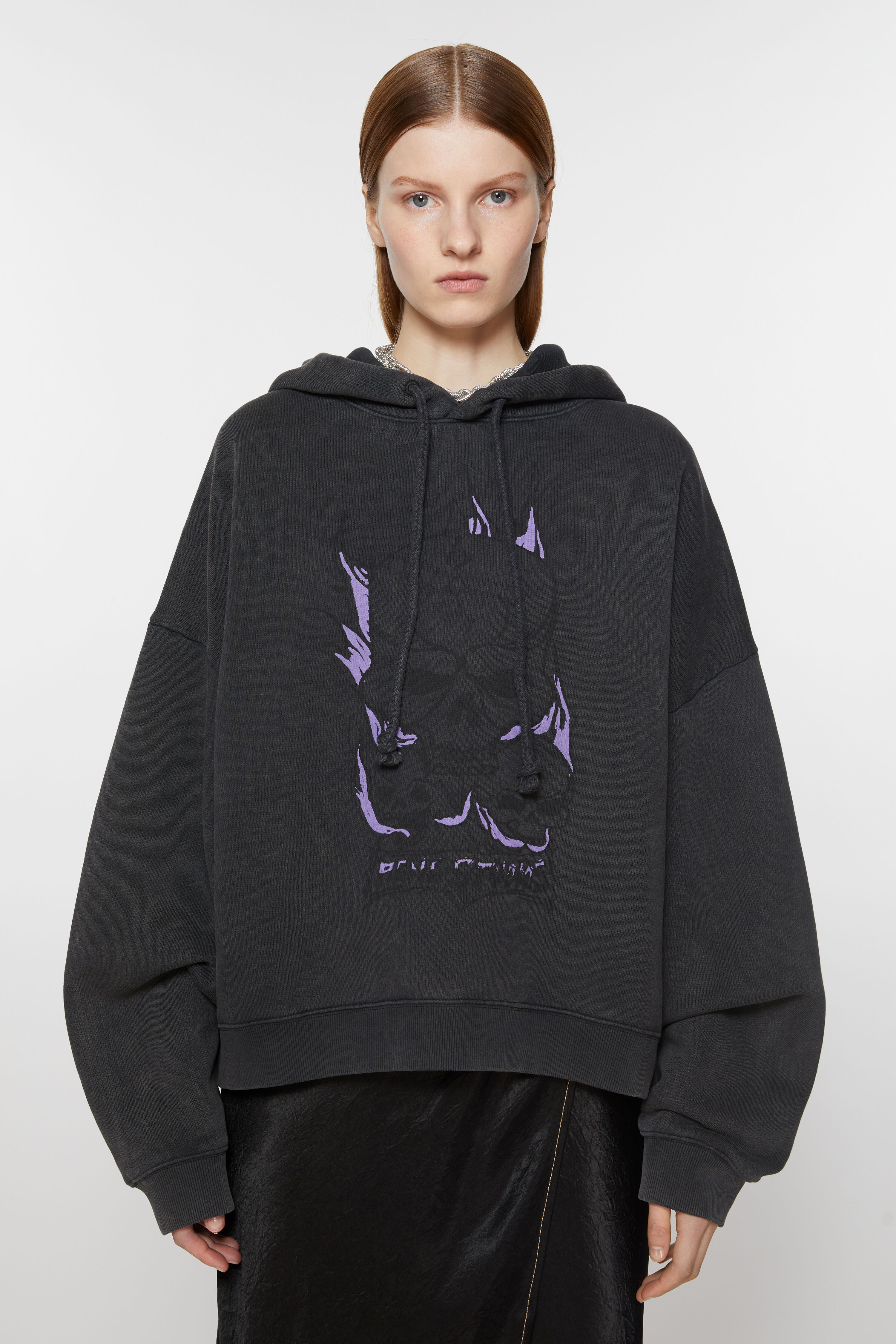 아크네 스튜디오 Acne Studios Printed hooded sweater - Faded black