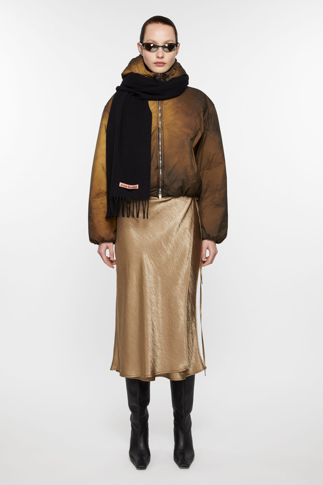 Fringe wool scarf – Narrow, Black, 2000x