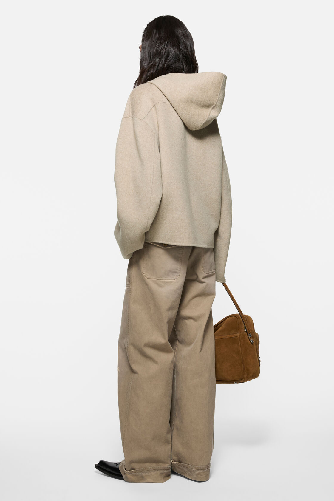 Cashmere jacket with hood, Oatmeal melange, 2000x