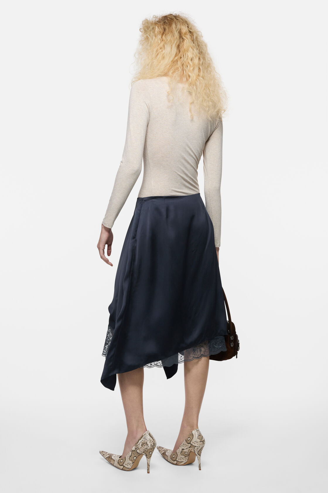 Layered silk skirt, Navy blue, 2000x