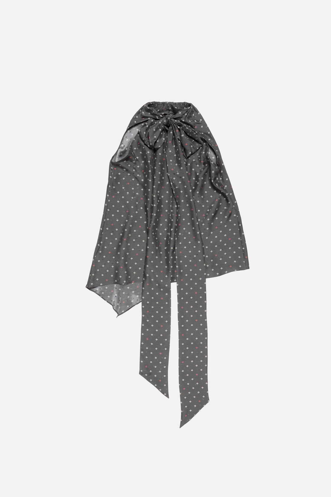 Silk bow blouse, Grey, 2000x