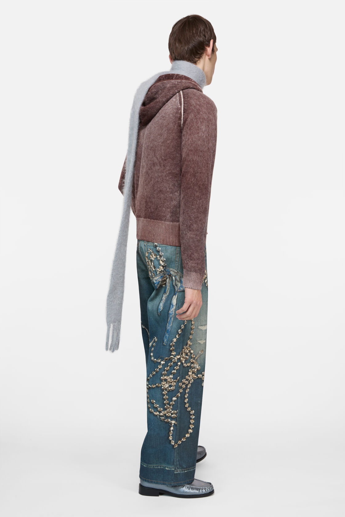 Hooded zipper sweater, Dark burgundy, 2000x