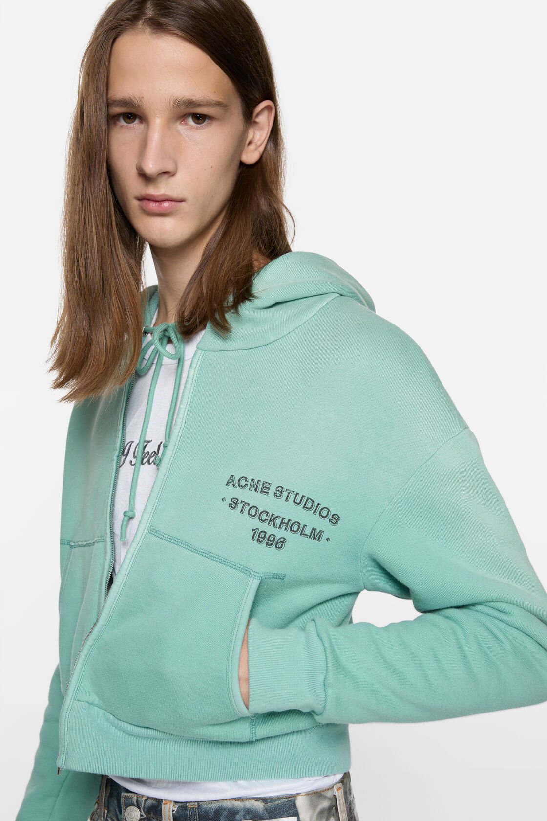 Sprayed zip hoodie, Mint green, 2000x