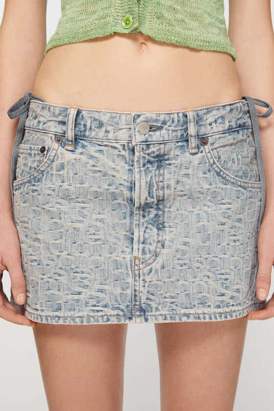 Monogram denim mini skirt, Blue/beige, 2000x