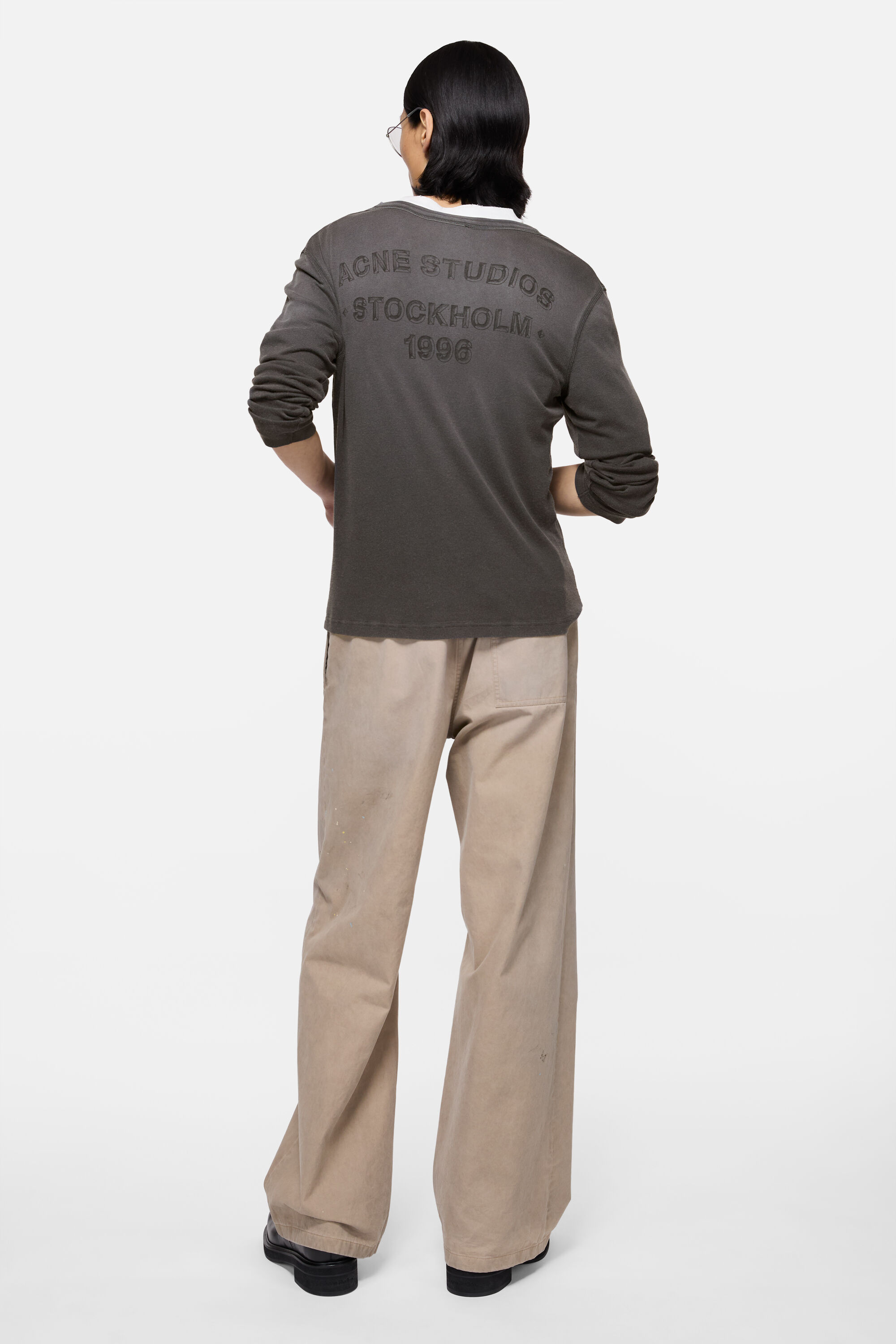 Acne Studios - スプレー加工ロゴTシャツ - フェイデッドブラック