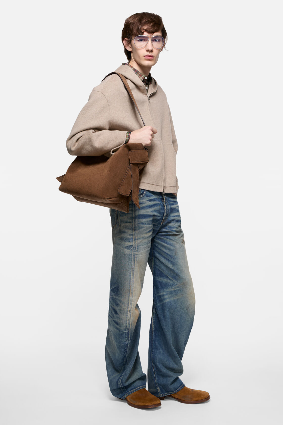 Musubi suede midi bag, Cognac brown, 2000x