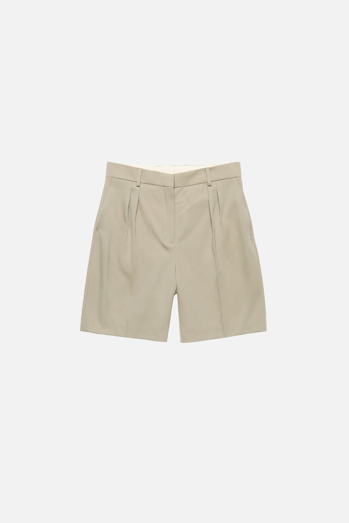 Tailored Wool Shorts, Beige, 2000x