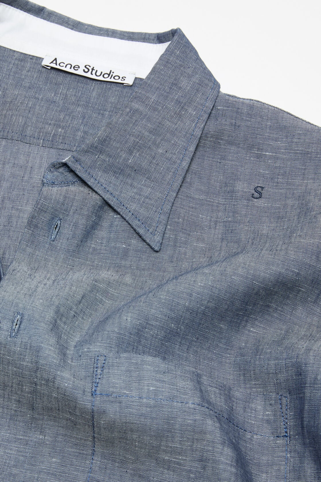 Chambray button-up shirt, Mid blue, 2000x