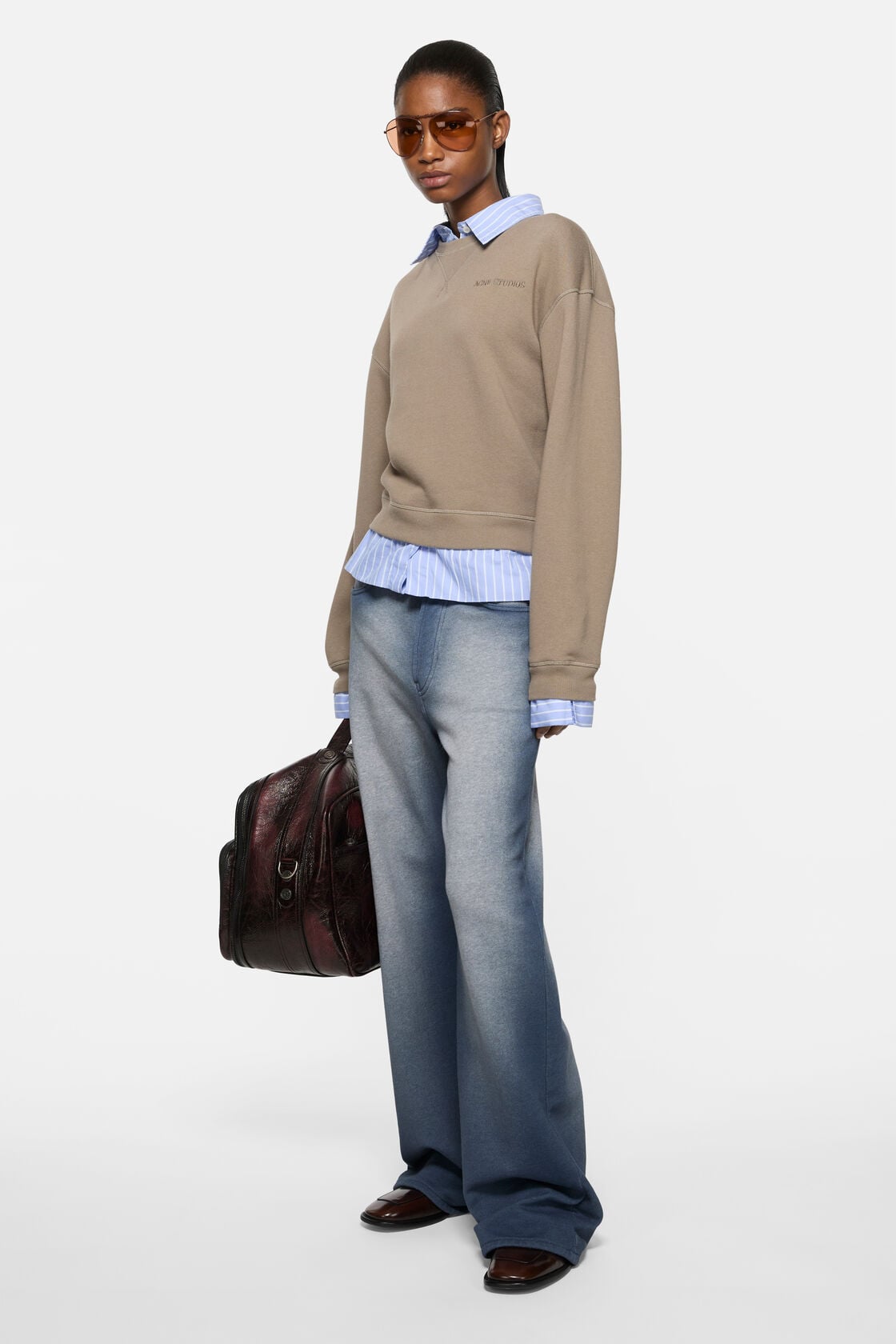 Layered sweatshirt, Beige/blue, 2000x