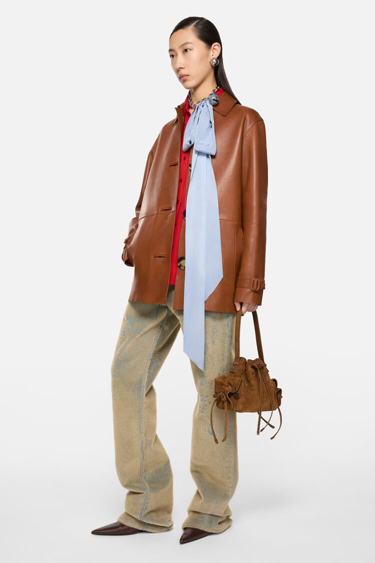 Multipocket Mini Bucket Suede, Cognac brown