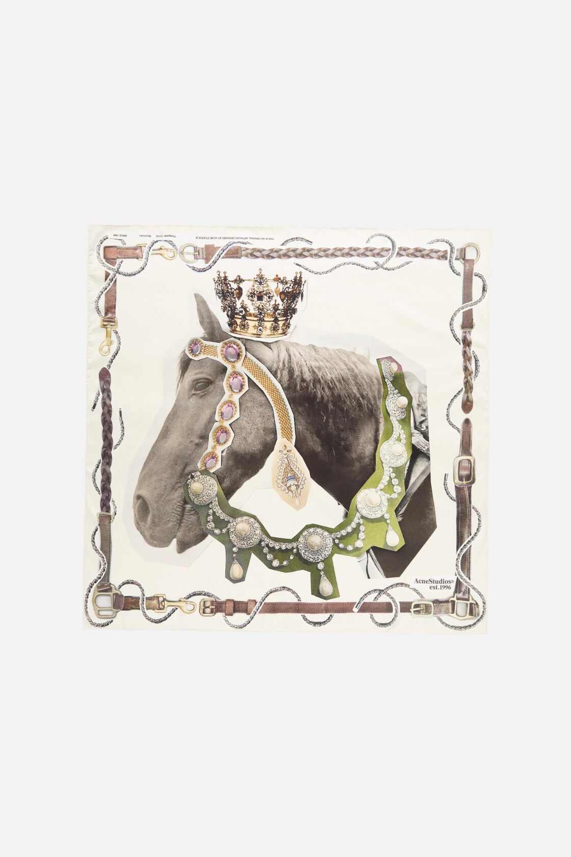Printed silk scarf, Brown/white, 2000x