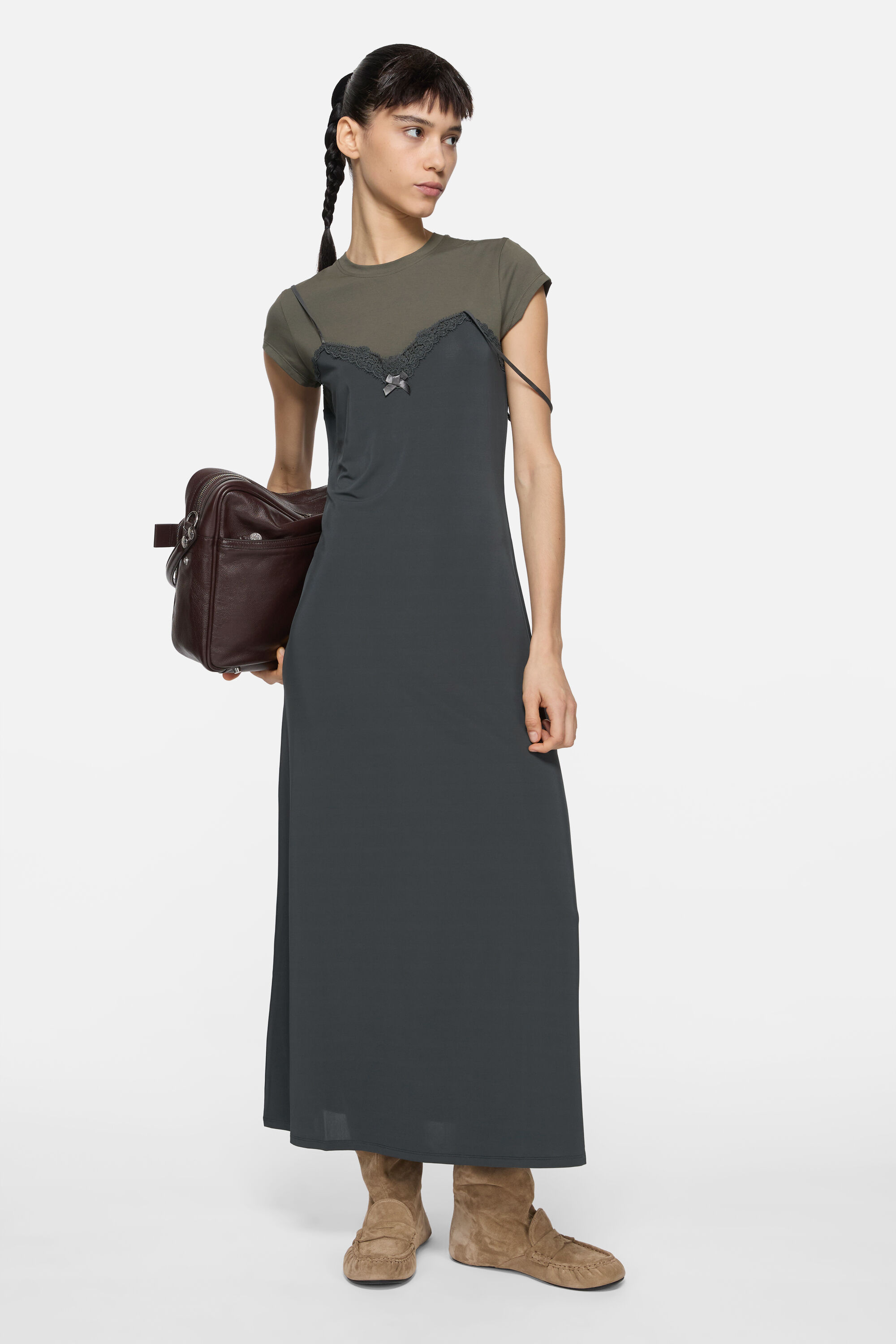 Acne Studios - Layered jersey dress - Grey/anthracite