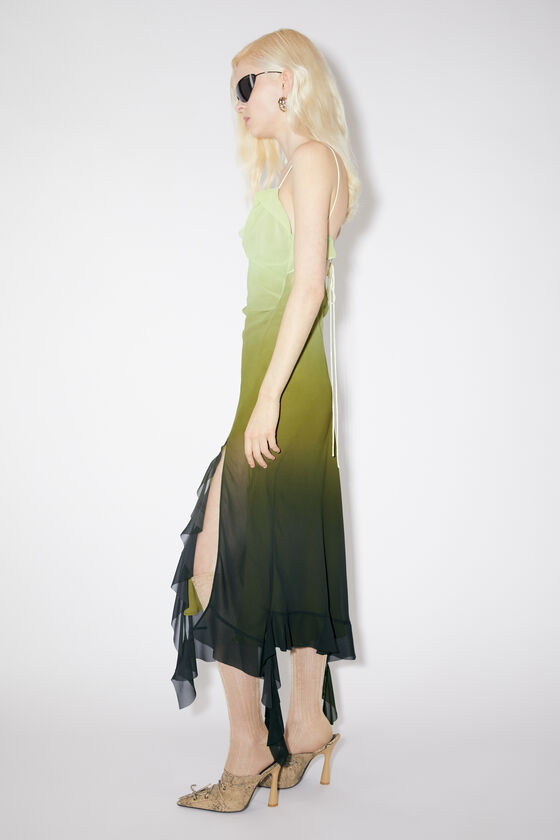 Ivelisse Ruffle Trim Asymmetric Dress in Green