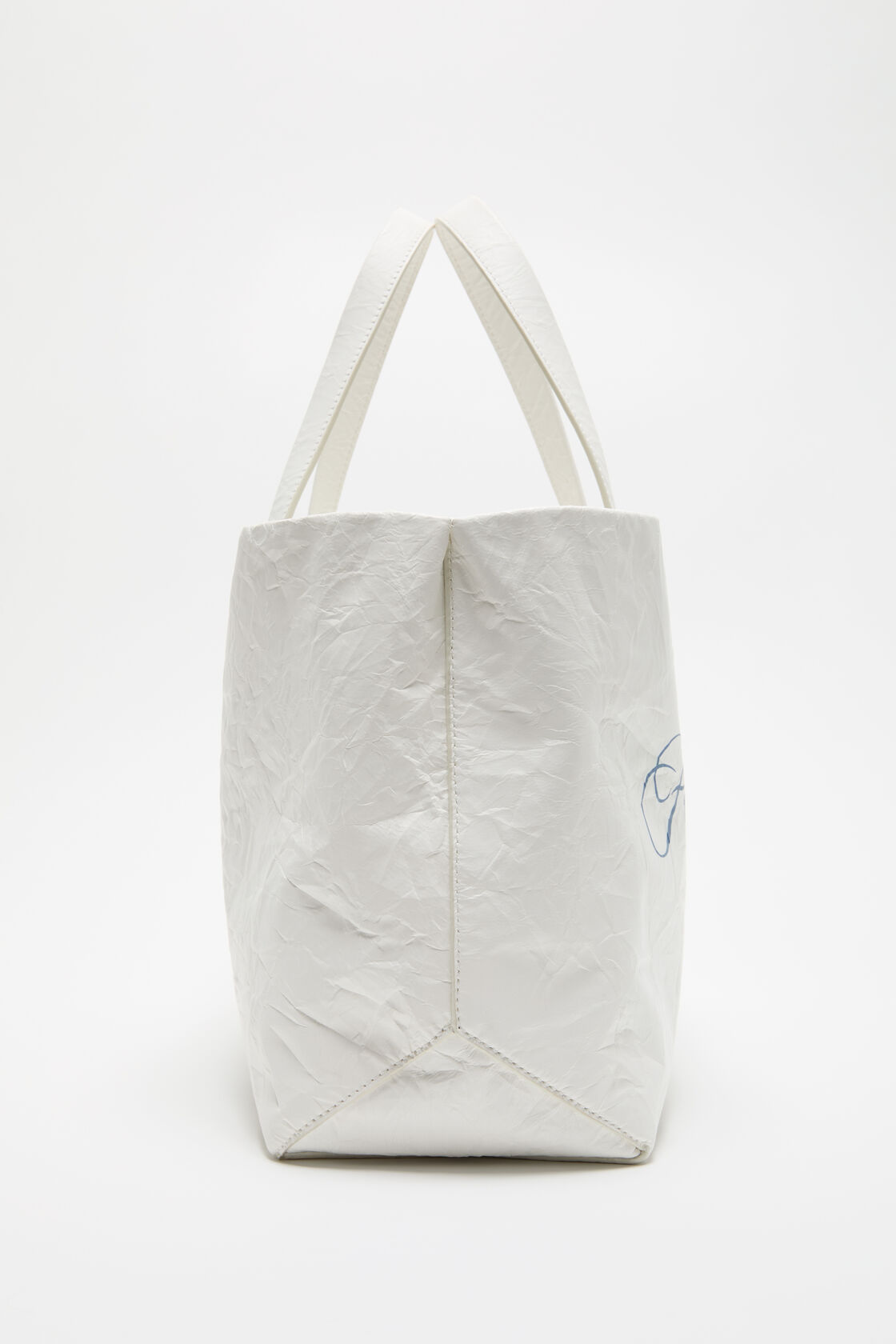 Leather tote with logo, White, 2000x