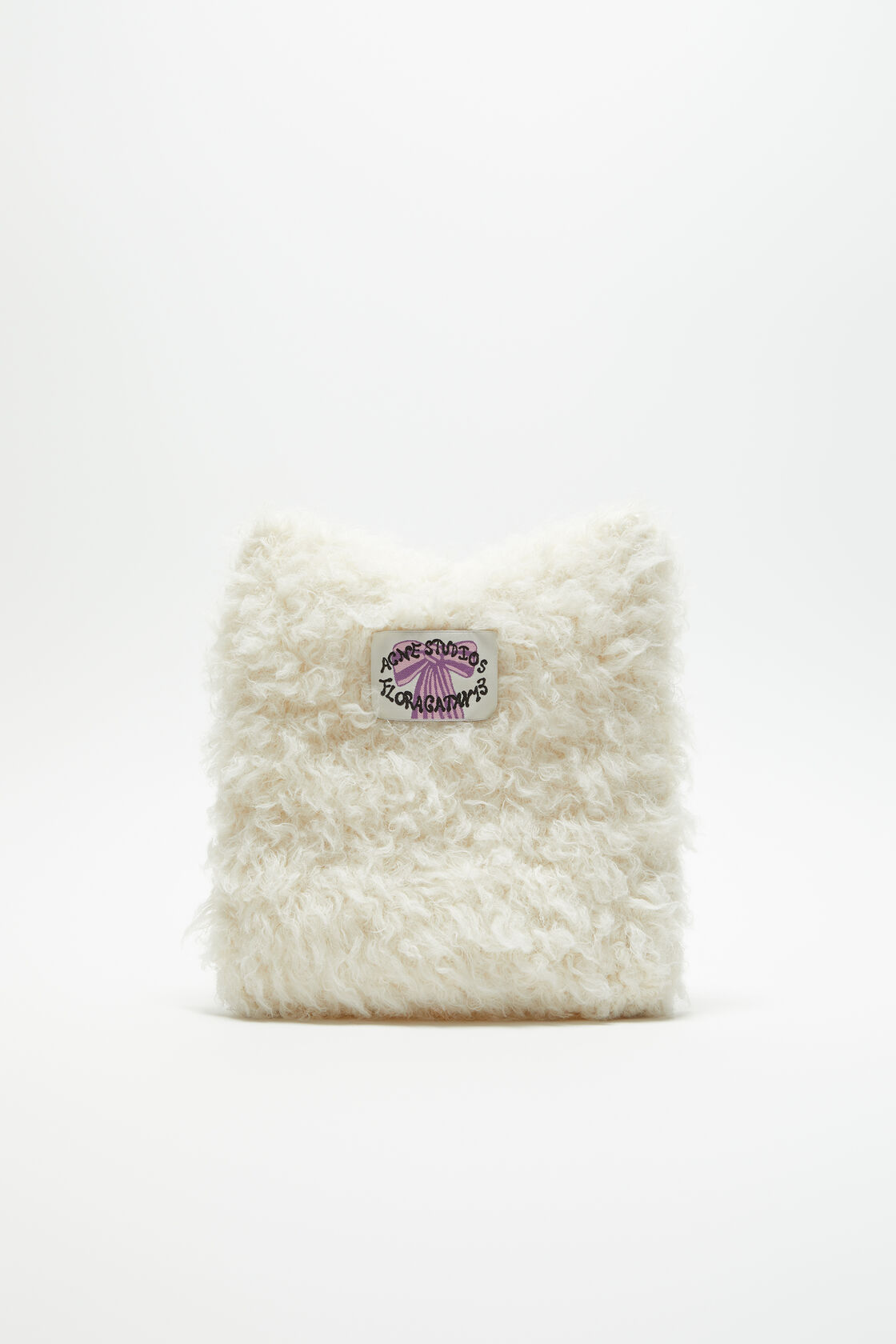 Fluffy square beanie, White, 2000x