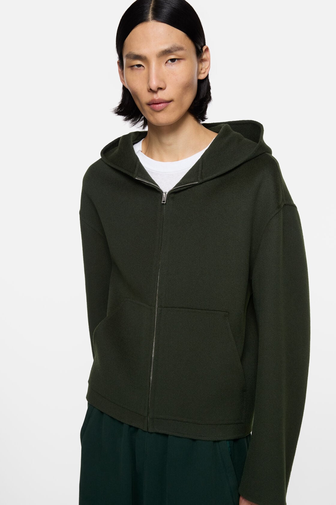 Cashmere jacket with hood, Dark green, 2000x