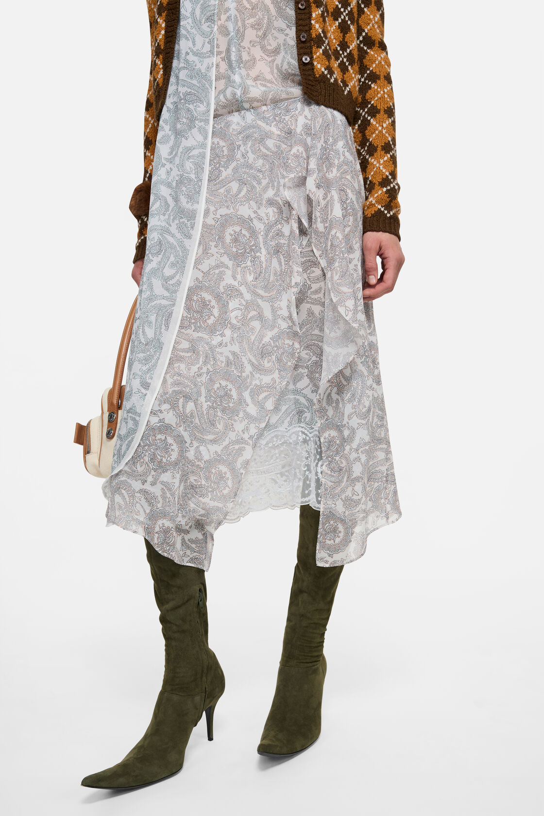Silk paisley skirt, Light beige, 2000x