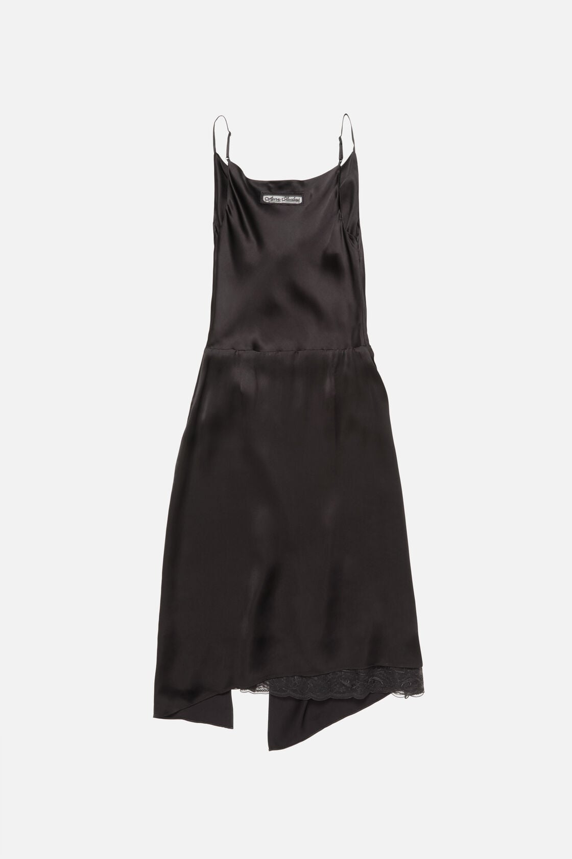 Shiny satin slip dress, Dark brown, 2000x