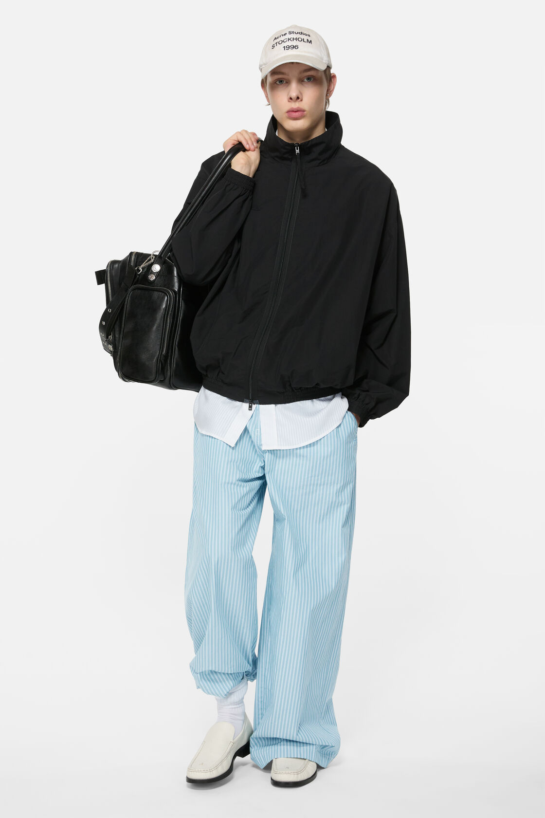 Striped cotton trousers, Turquoise blue, 2000x