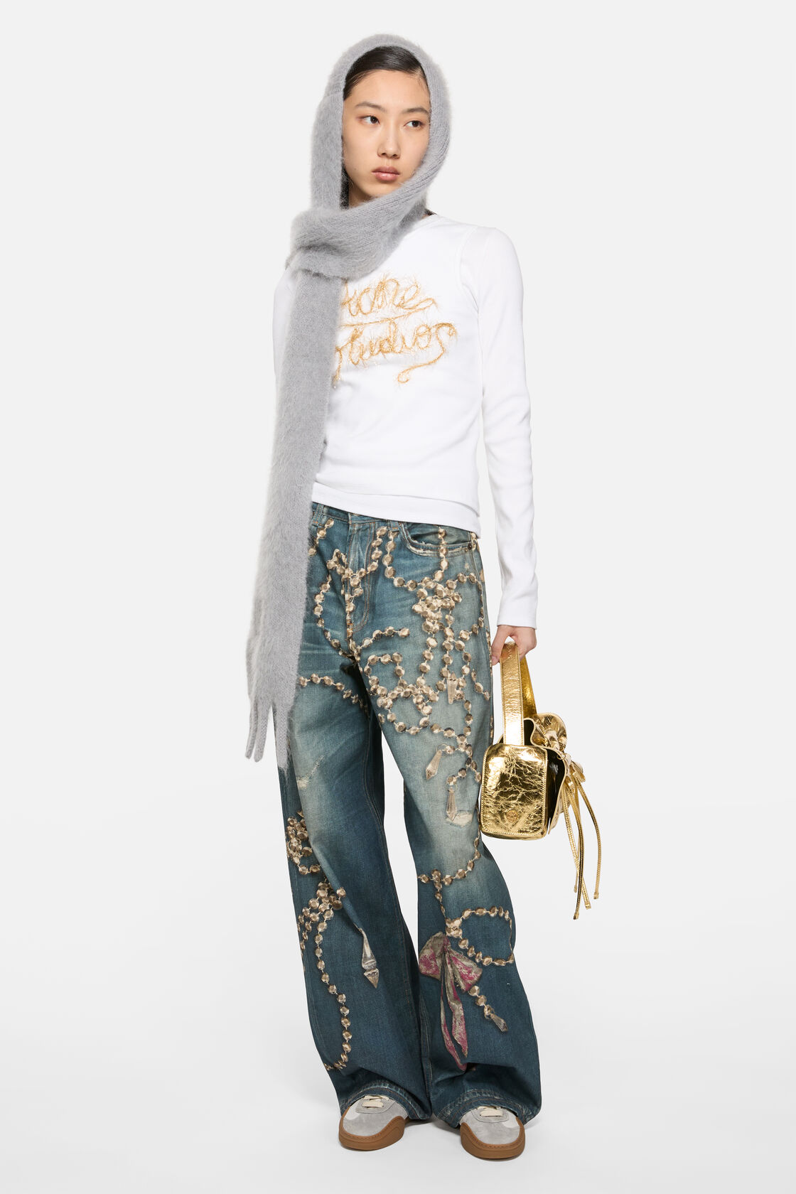 Lace-up sneakers, White/brown, 2000x