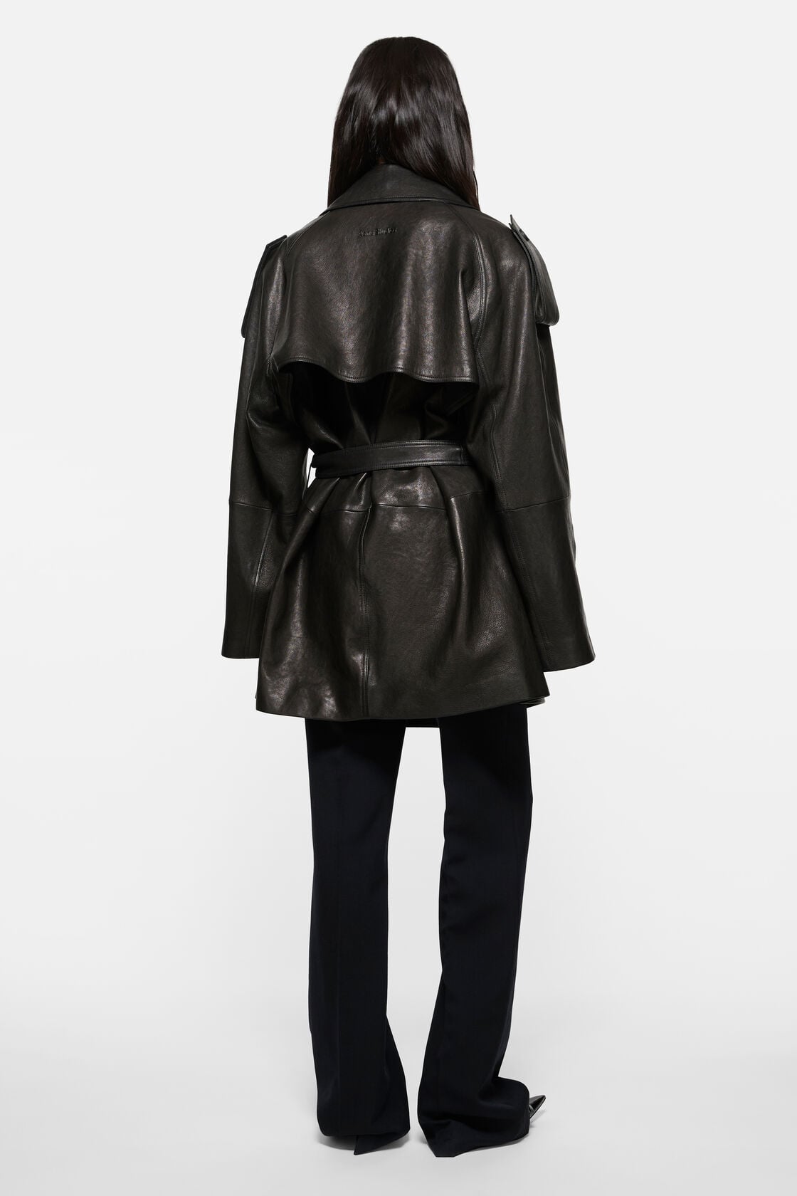 Leather trench coat, Black, 2000x
