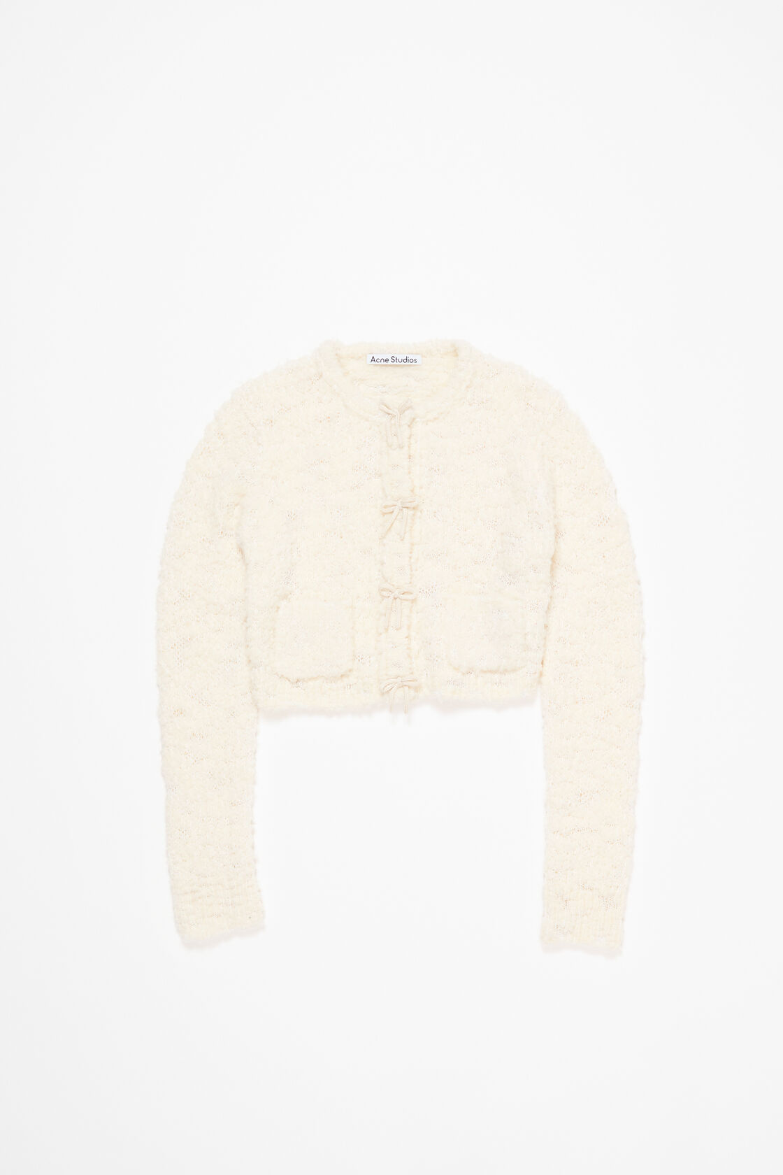 Bow wool cardigan, White, 2000x