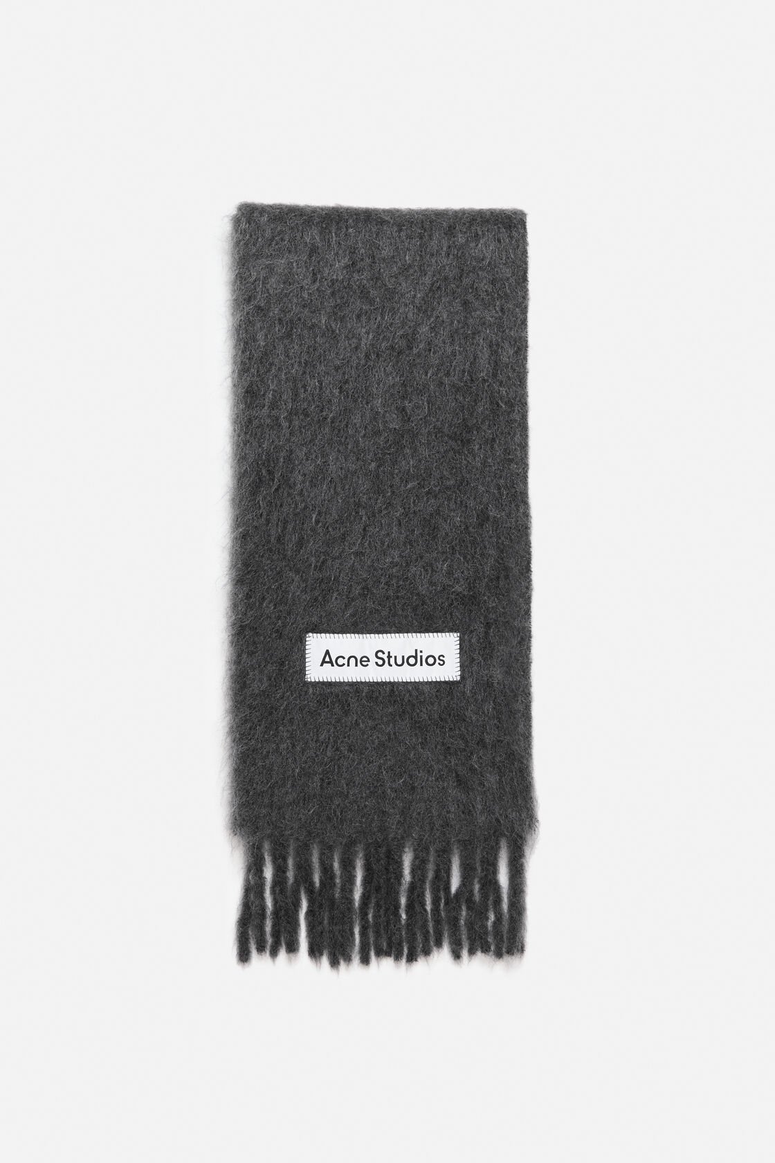 Wool fringe scarf, Dark grey, 2000x