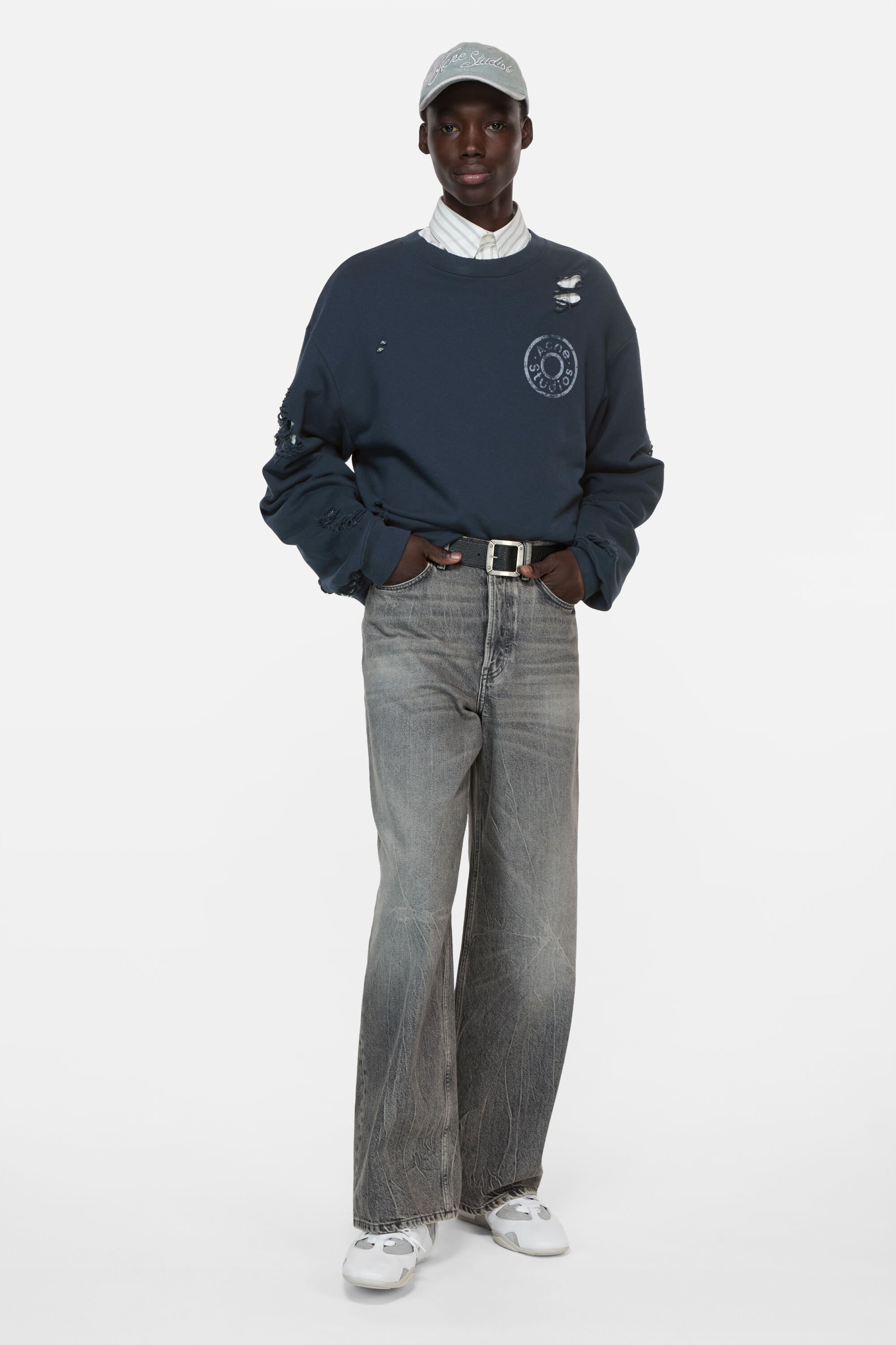 Acne Studios - ロゴフリーススウェットシャツ - ダークネイビー