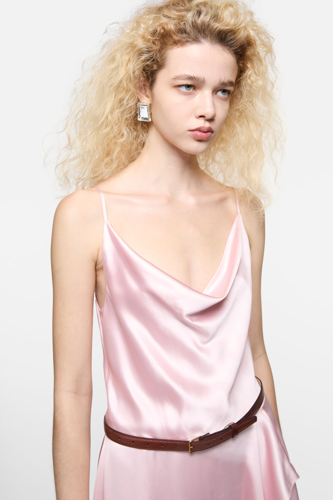 Mirror earrings, Semi matt gold/transparent, 2000x