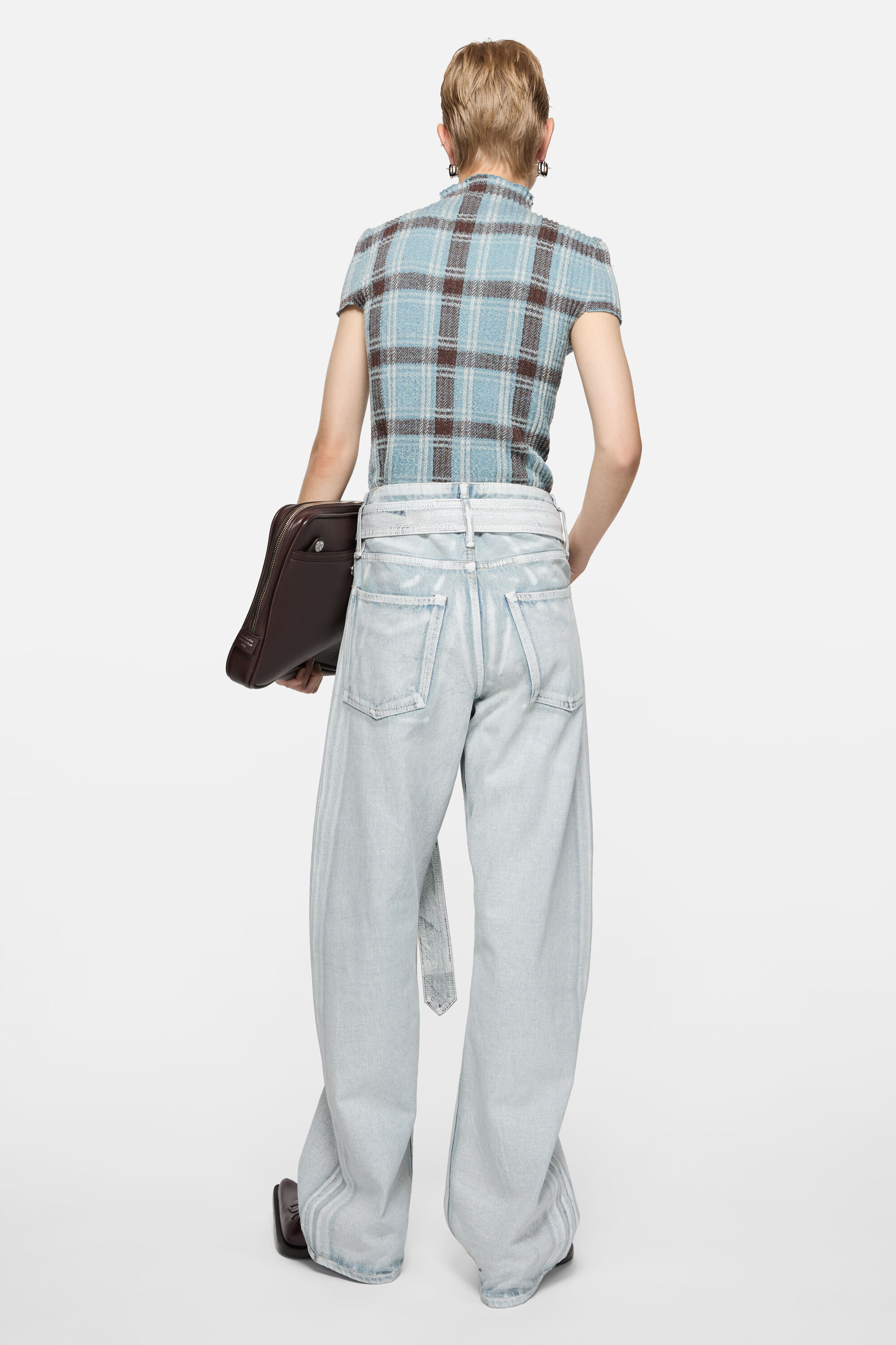 Acne Studios - Denim trousers with belt - Blue/white