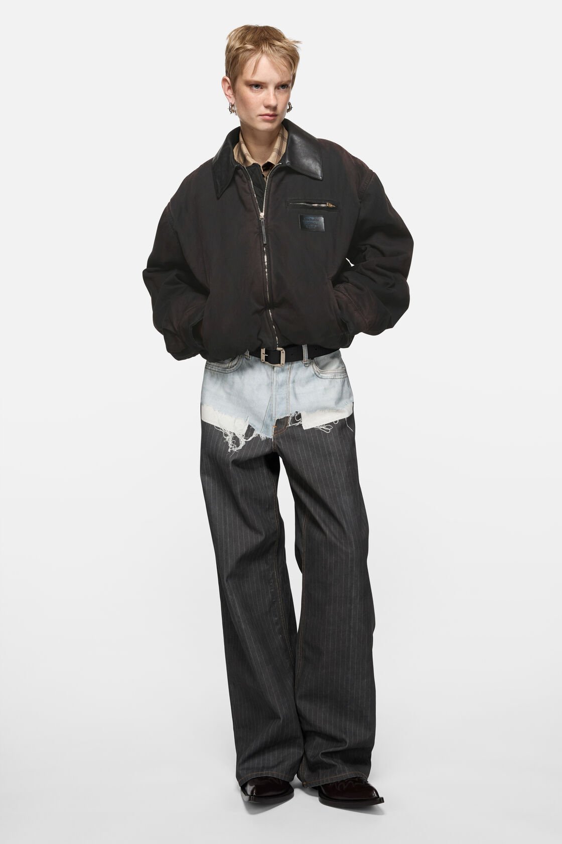 Bomber blouson jacket, Dark brown, 2000x