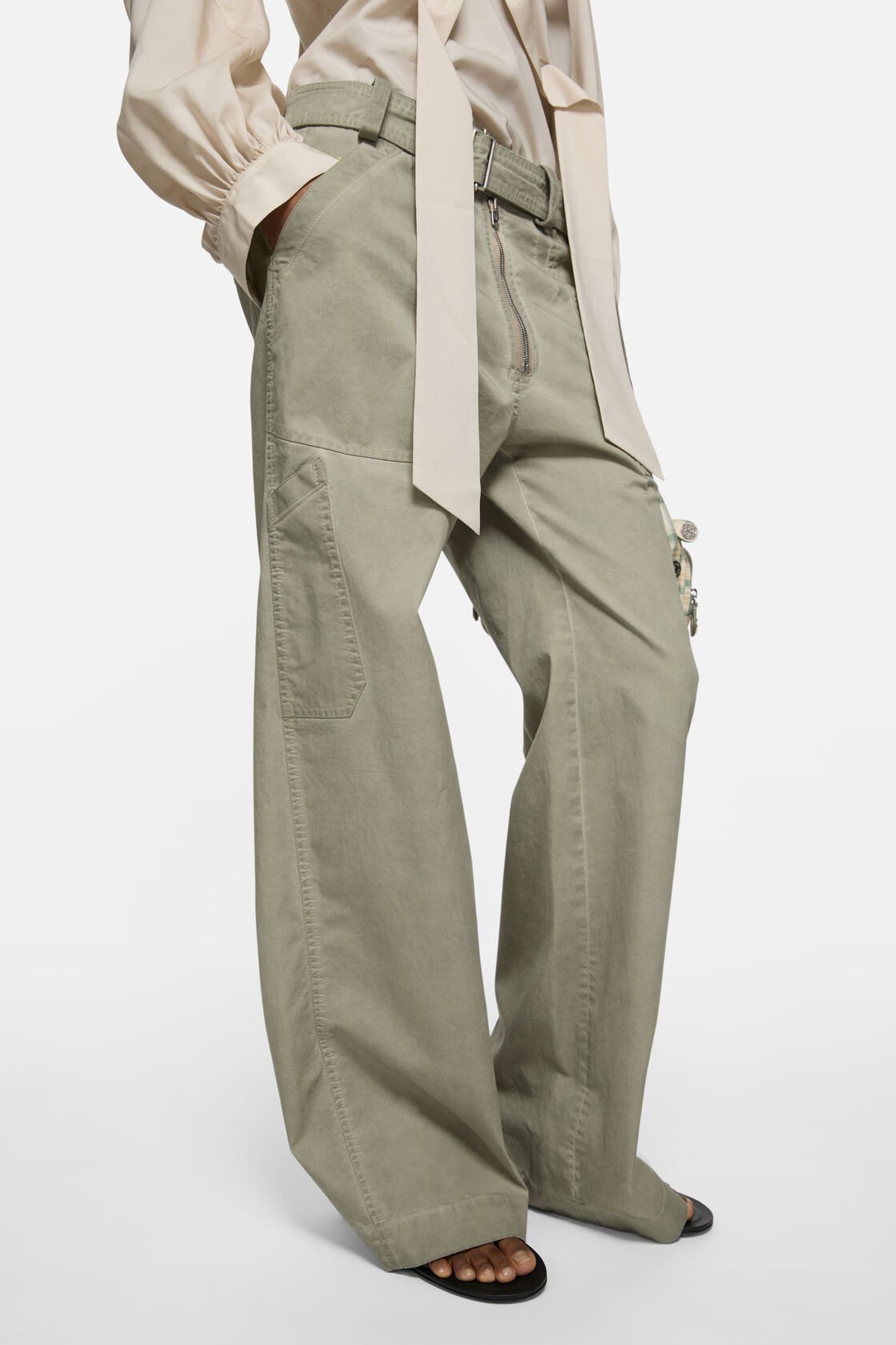 Twill trousers with belt, Clay beige, 2000x